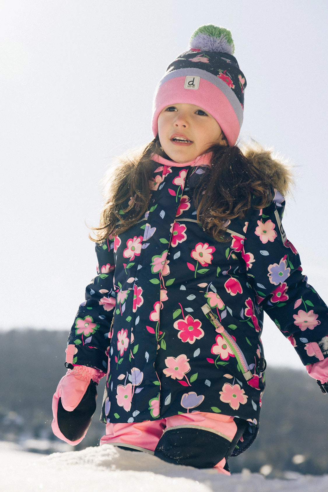 Deux par Girls Floral Print Two Piece Discover Snowsuit with Hooded Jacket and Snow Pants