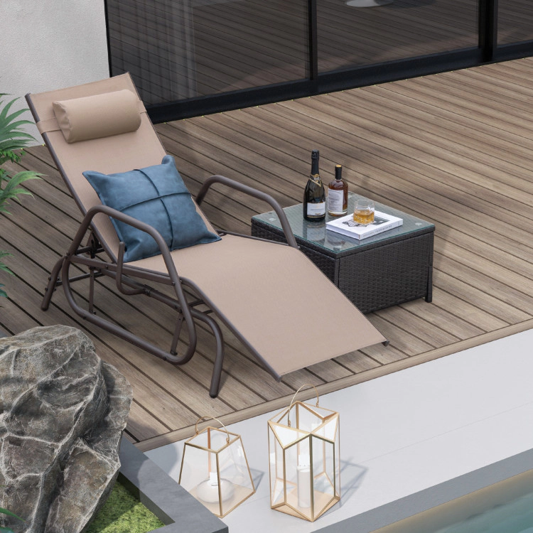 Hivvago Patio Chaise Lounge Glider Chair with Armrests and Soft Cushion