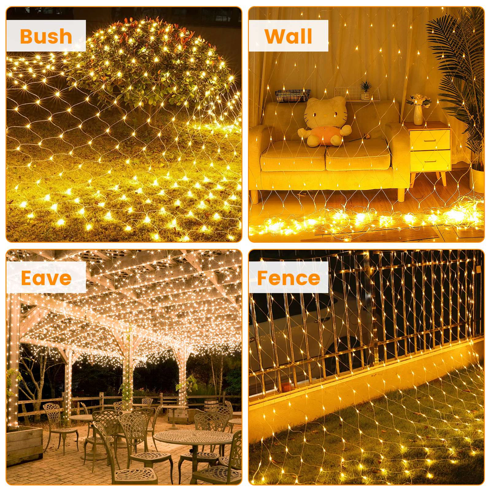 GBruno Solar 192LED Net Lights With Remote Timer