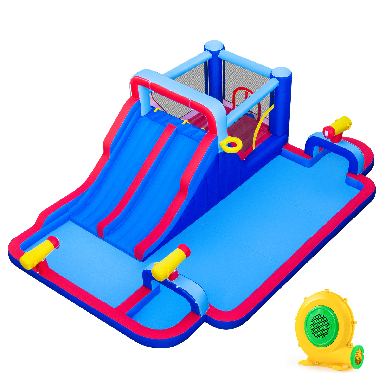 Hivvago Inflatable Water Slide Park Giant Bounce House with Double Slides with 750W blower