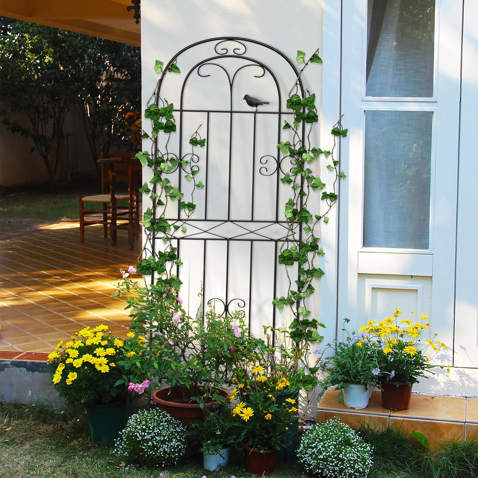 EP Light 70.8" H x 19.7" W Metal Garden Trellis with Black Coating