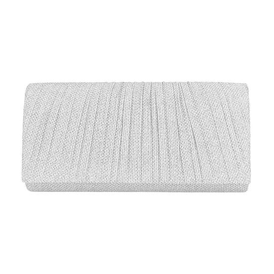 Fashnzfab Pleated Shimmery Evening Clutch Crossbody Bag