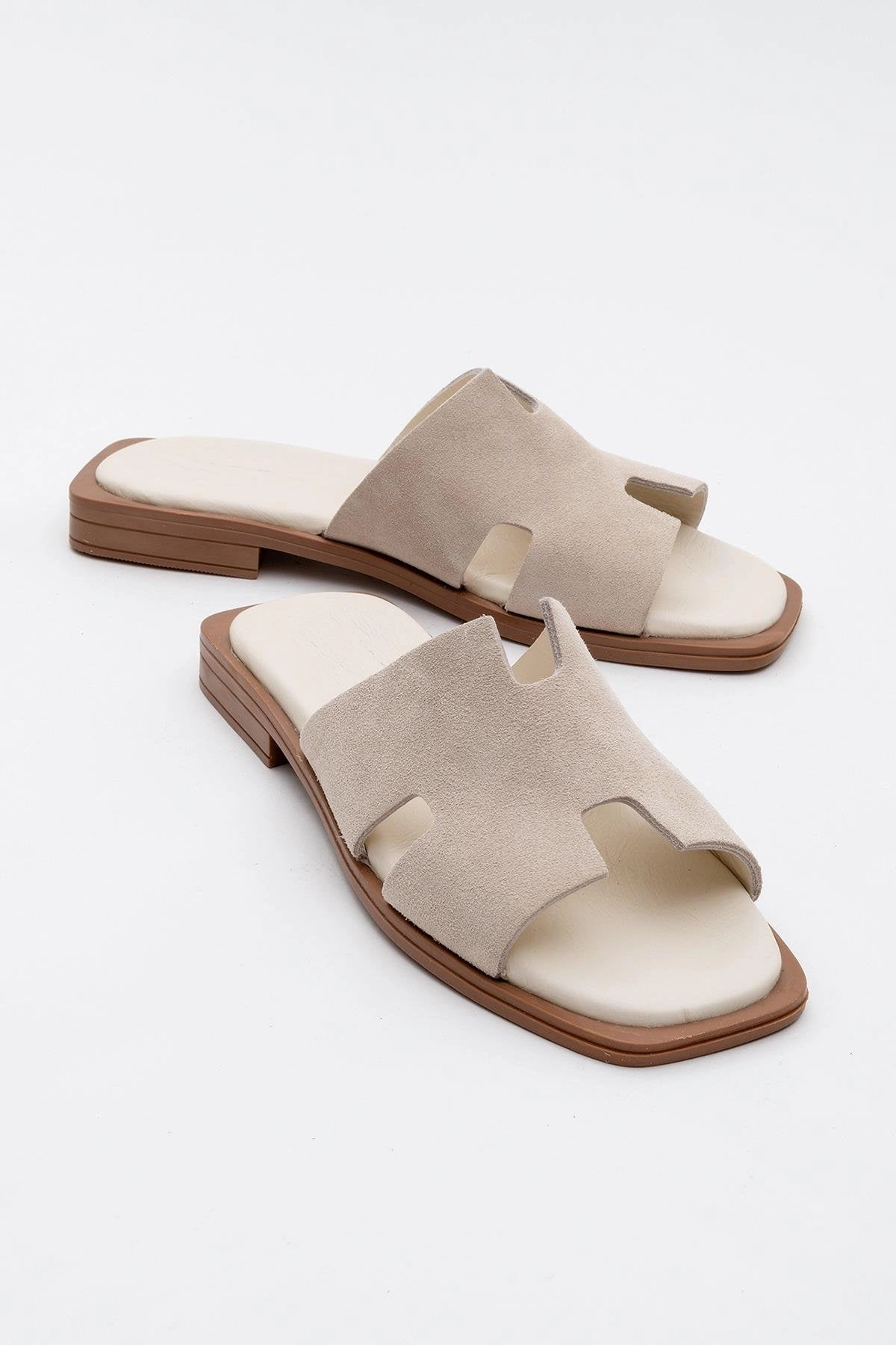 Forever & Always Womens Jez Leather Slide Sandals