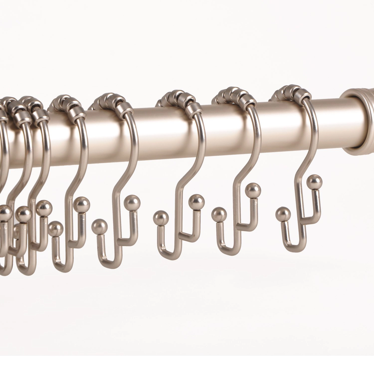 Utopia Alley Rust-Resistant Stepped Metal Double Shower Curtain Hooks, Easy Glide Hooks - Set of 12