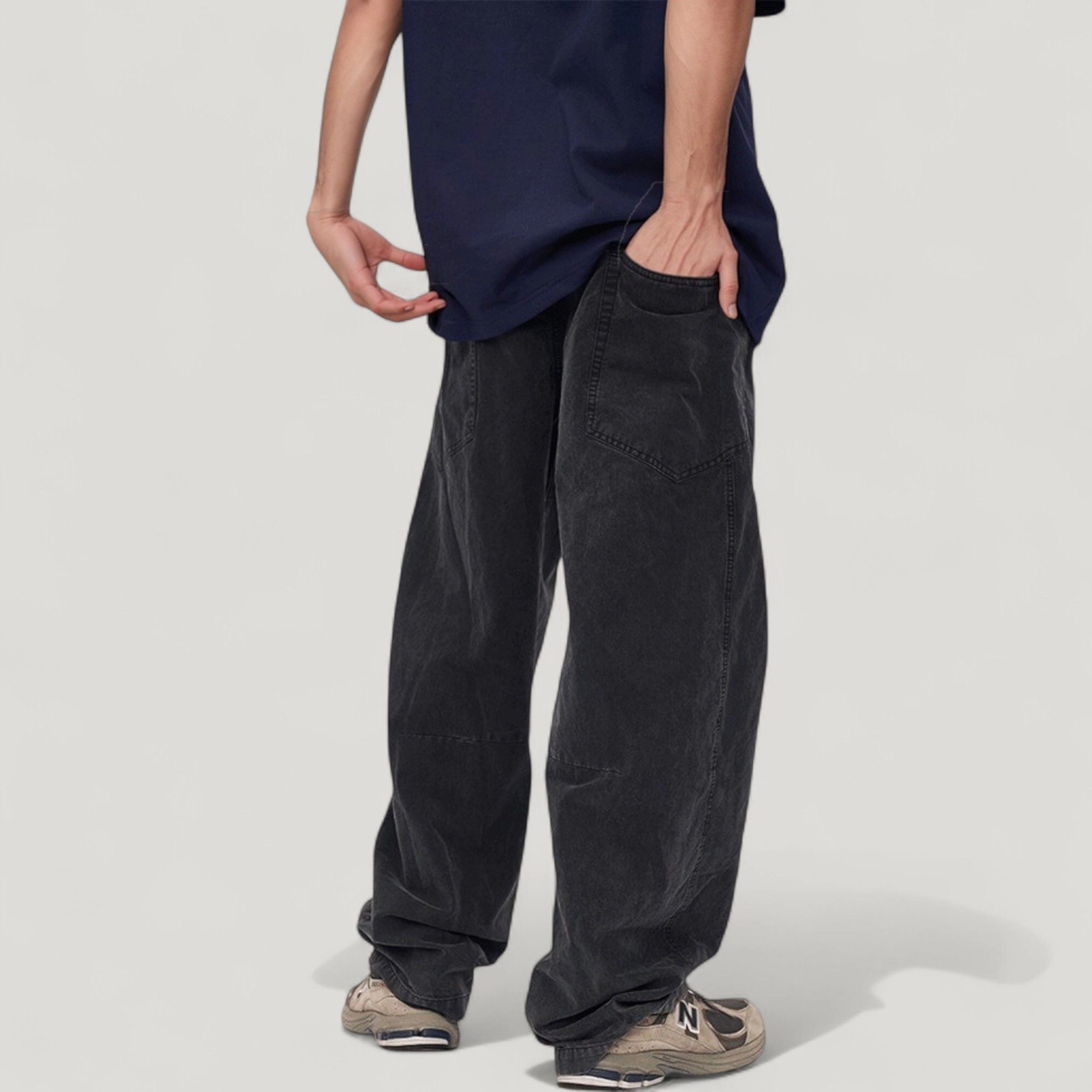 Anna-Kaci Men's Wide-Leg Relaxed Fit Pants with Classic Five-Pocket Design