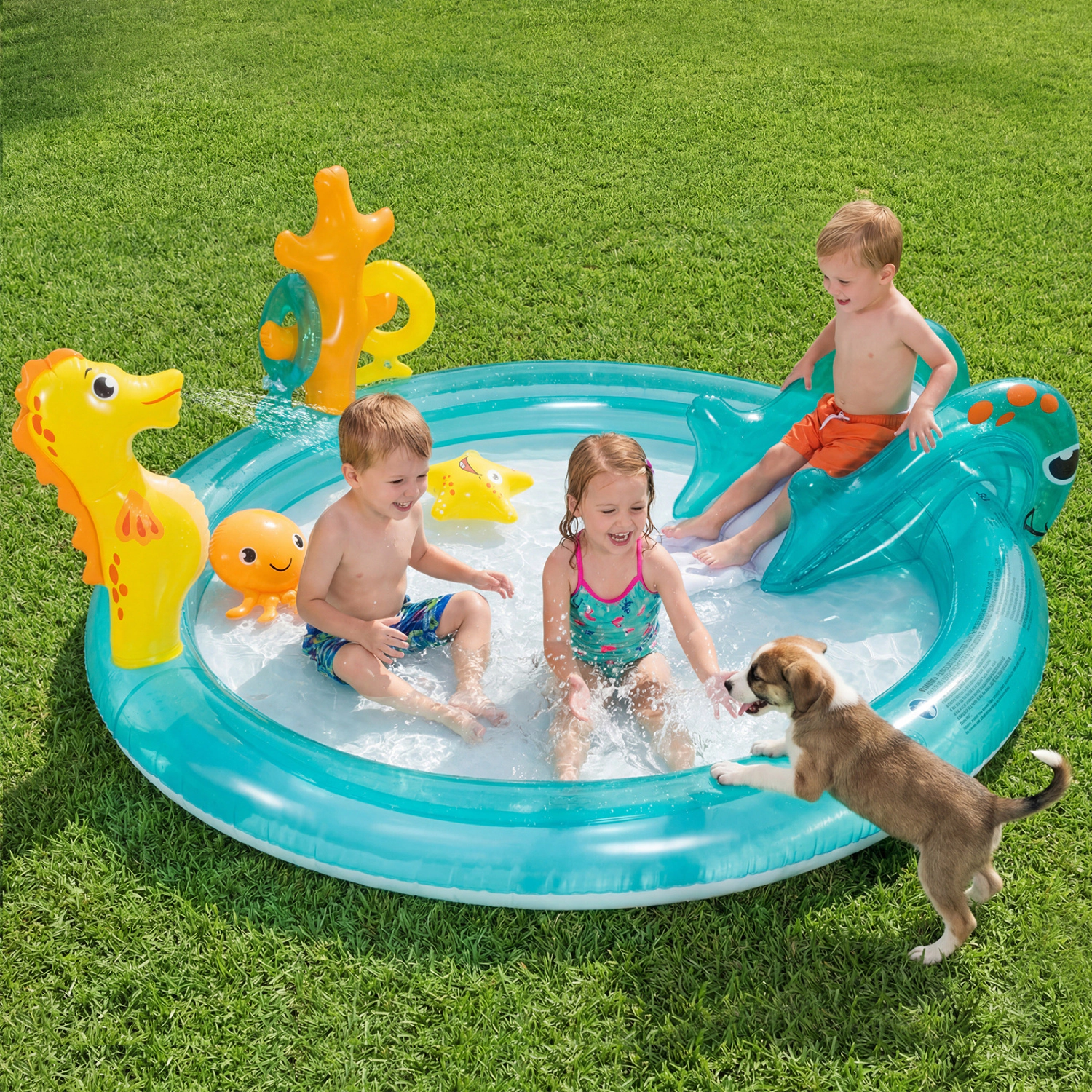 LJG Outdoor Children Summer Water Park for Backyard and Garden