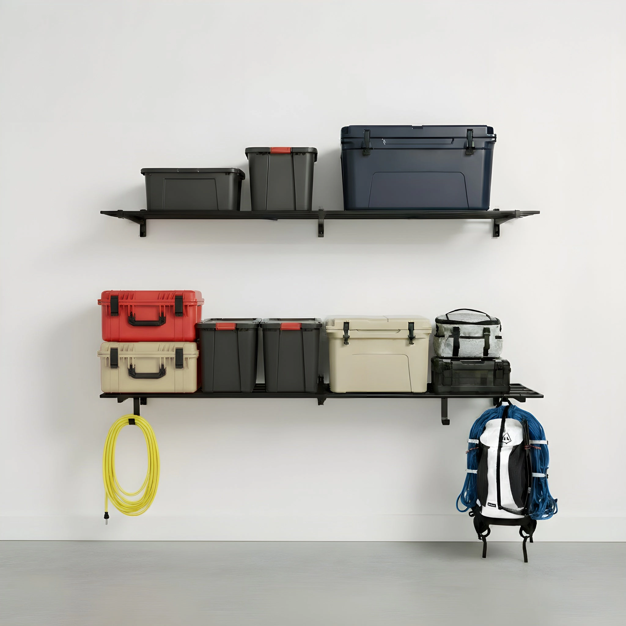 StoreYour 1' x 6' Bristol Garage Wall Mount Shelves, 2 Pack, Black