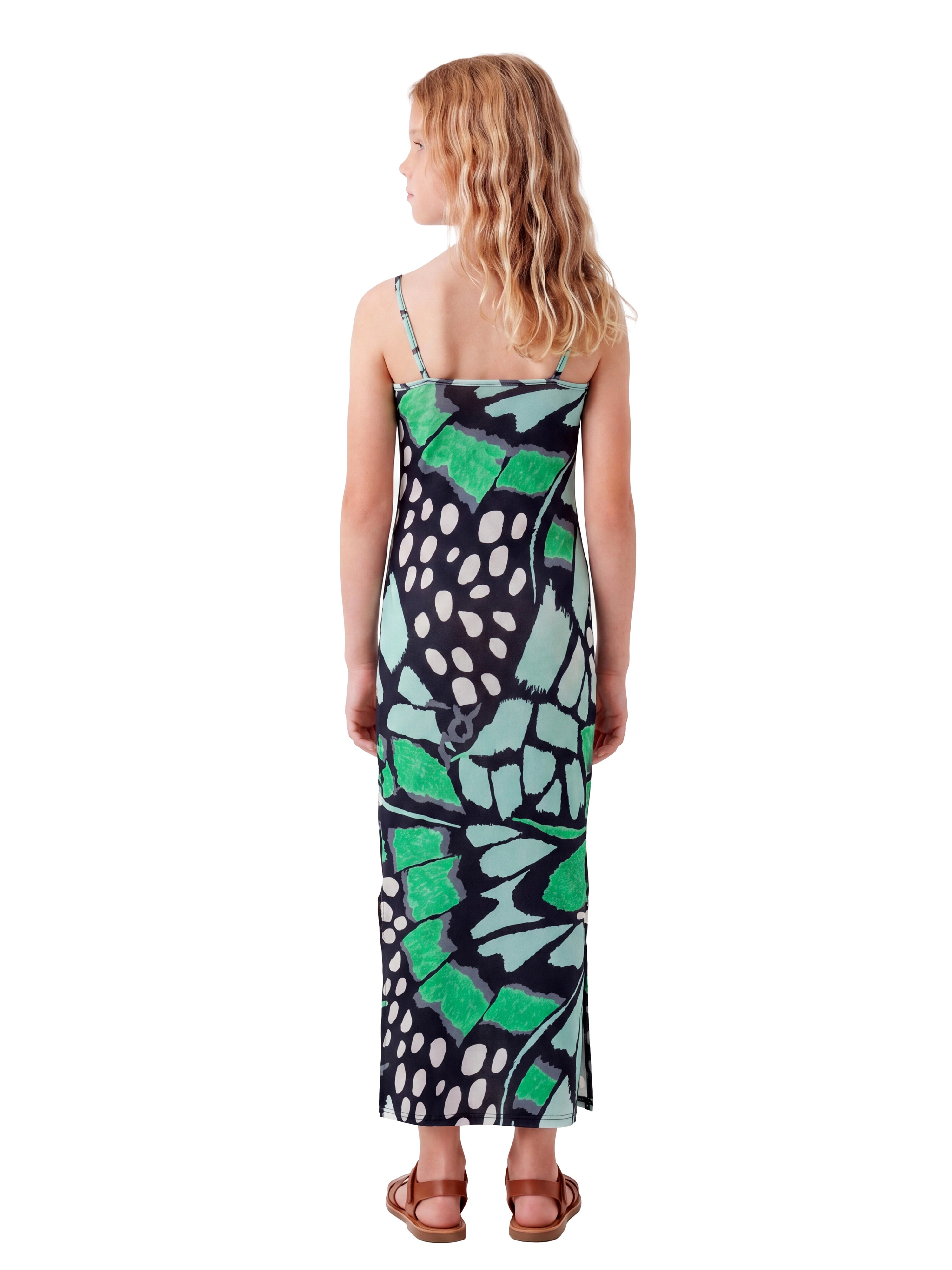 24sevenKid Essential Girls Butterfly Print Spaghetti Strap Maxi Dress