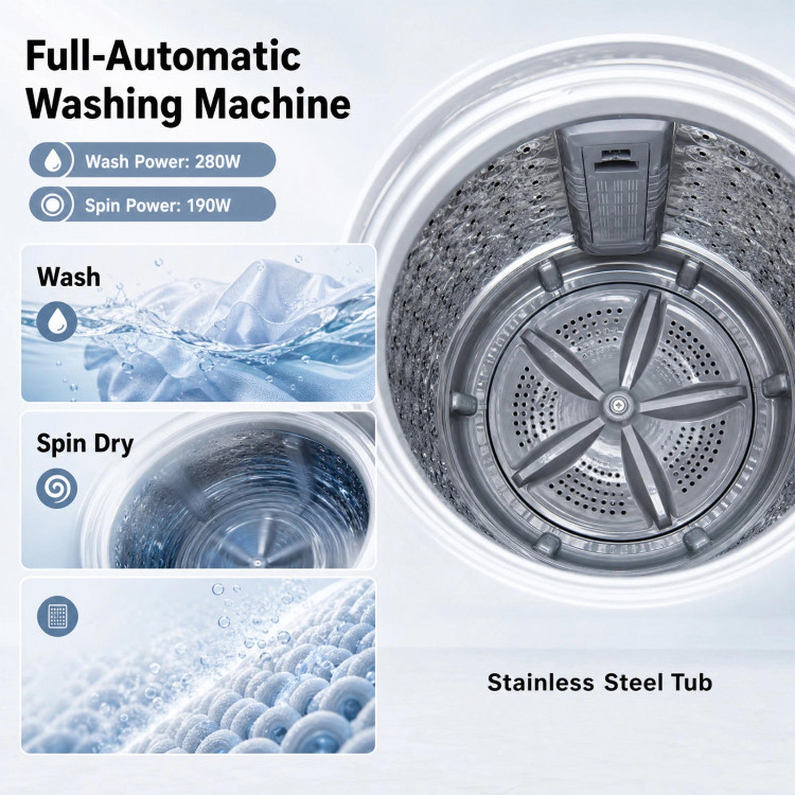 SUGIFT White 7.7-lb Full Automatic Portable Washing Machine with 8 Wash Programs 16.4-in W 16.4-in D 27.5-in H