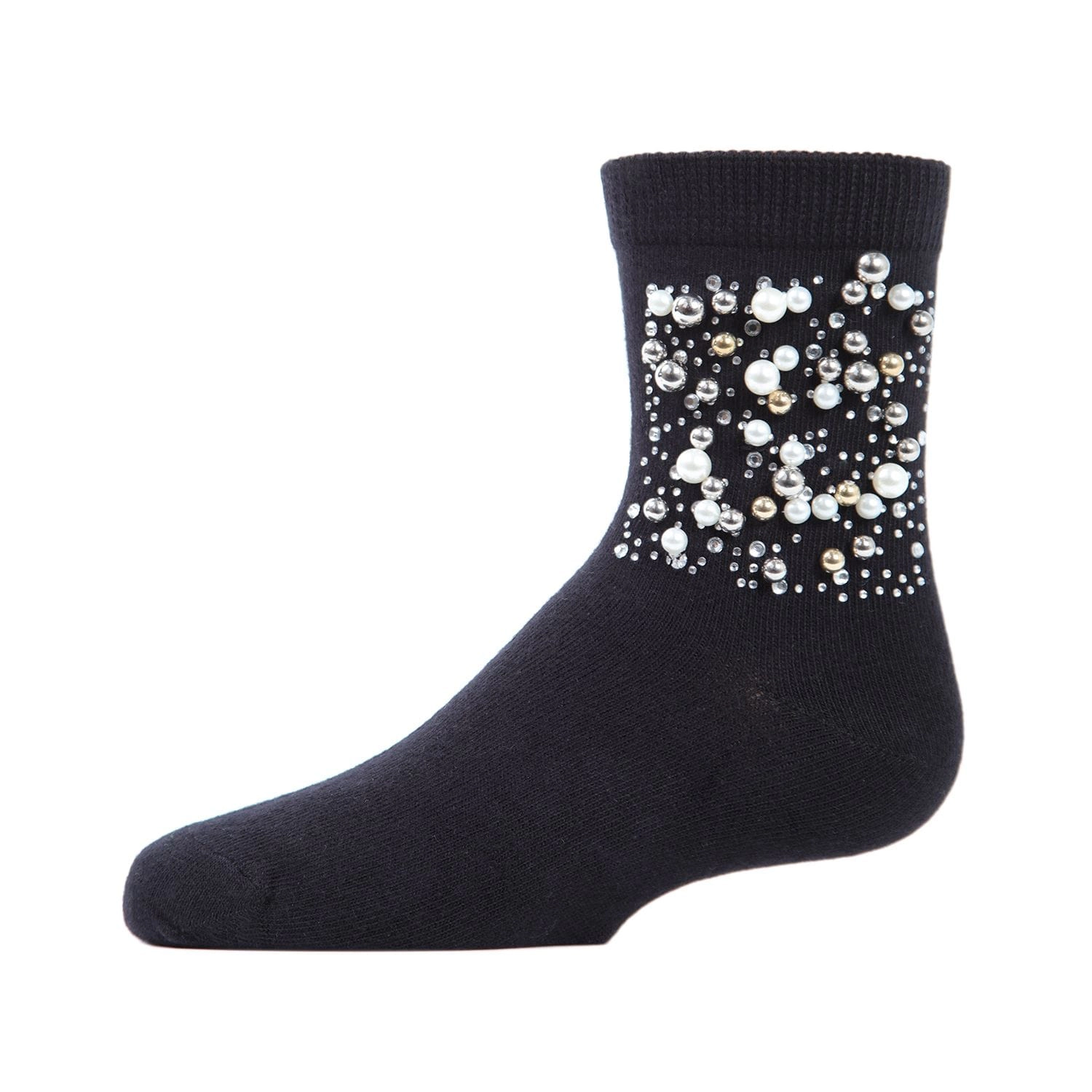 MeMoi Starry Night Jeweled Girls Combed Cotton Crew Socks