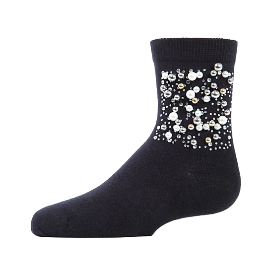MeMoi Starry Night Jeweled Girls Combed Cotton Crew Socks