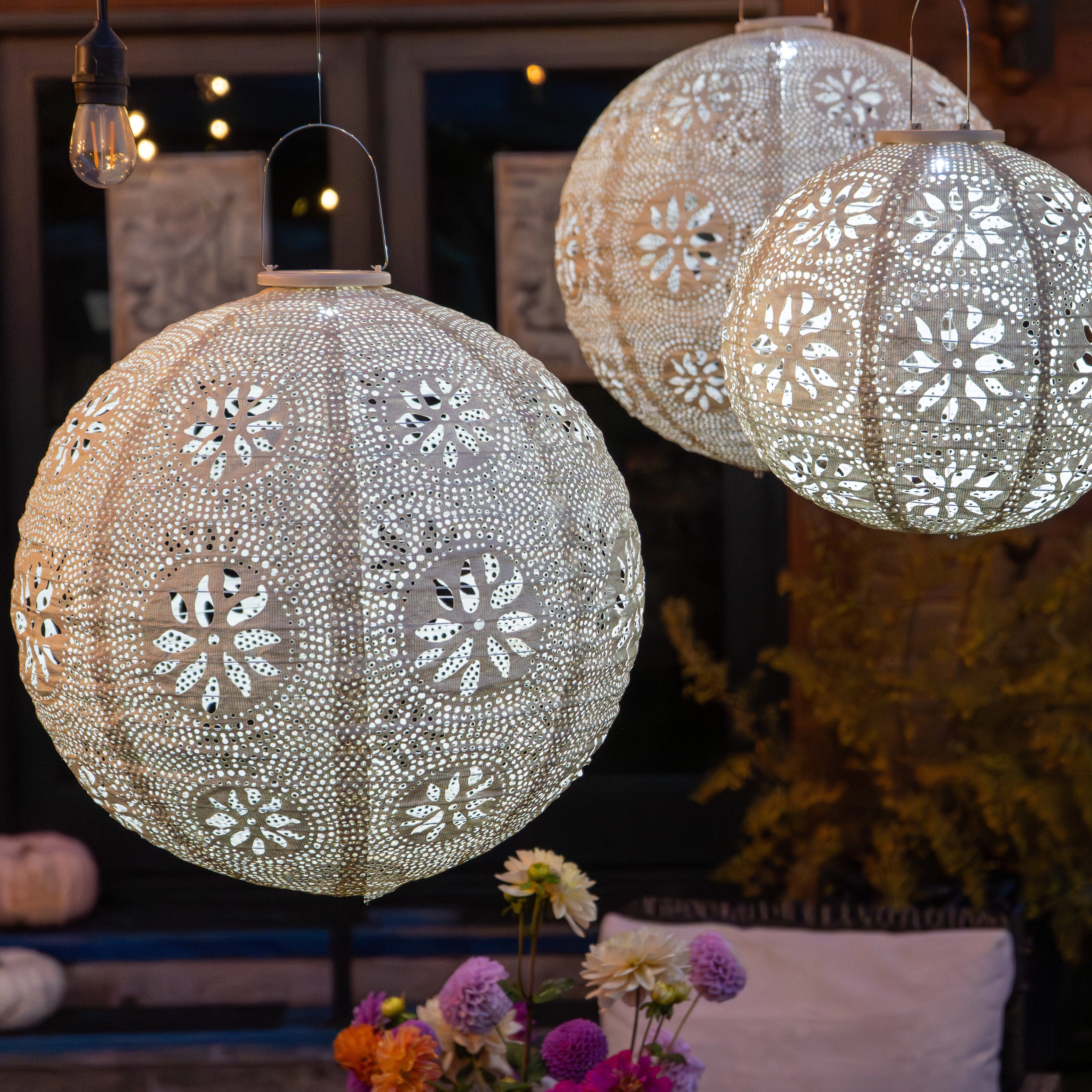 Allsop Home & Garden Stella Luxe Pearl Boho Battery Powered Lantern 3 pack