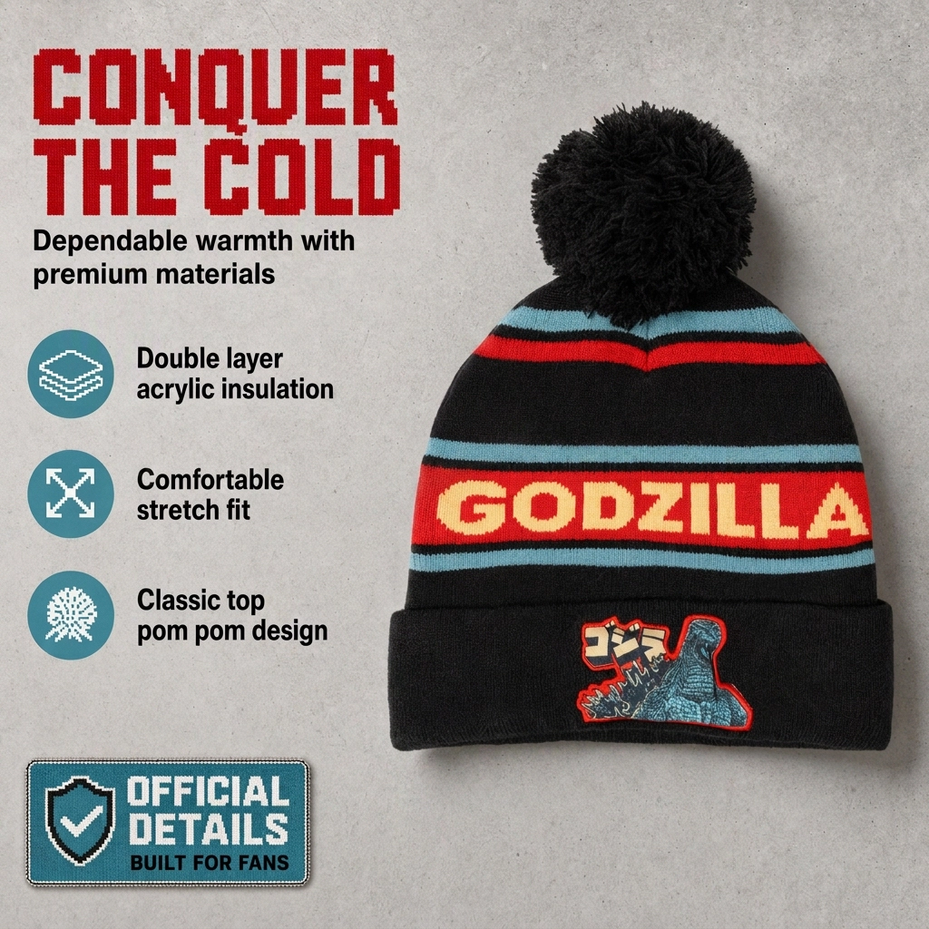 Godzilla Matching Family Pom Pom Beanie Winter Hat Beanie Hat