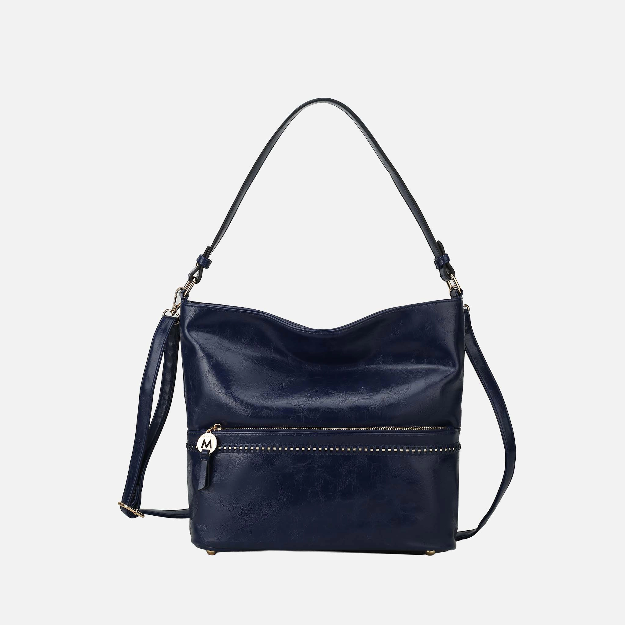 Mia K Collection Sierra Marbled Vegan Leather Shoulder Bag, Gold-Tone Hardware