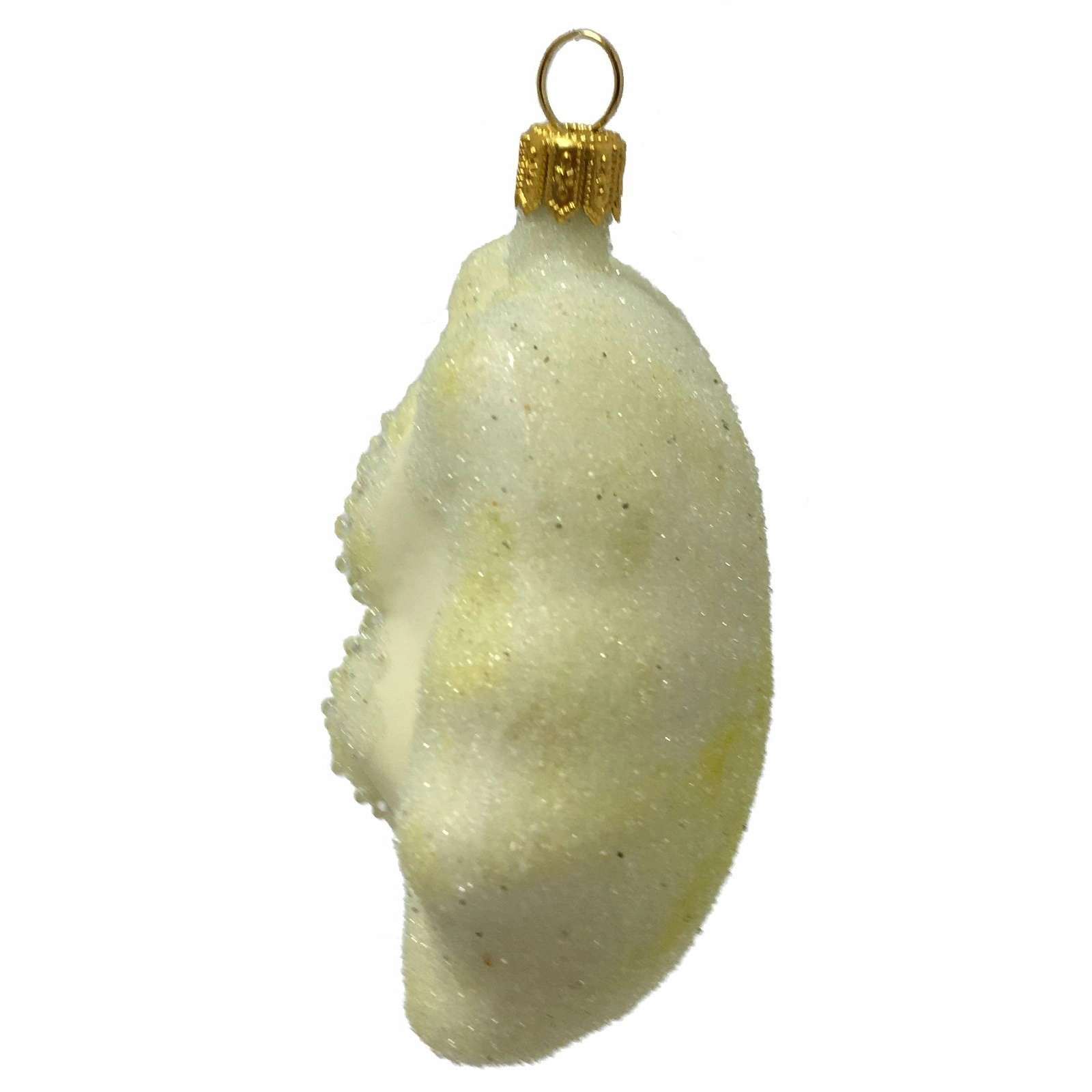 Pinnacle Peak Trading Company White Pattypan Scallop Squash Polish Glass Christmas Ornament Vegetable
