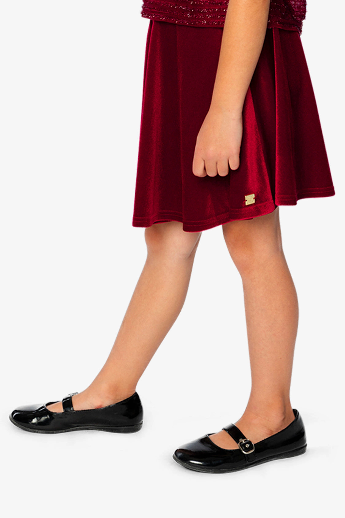 Deux par Girls Pleated Velvet Skirt