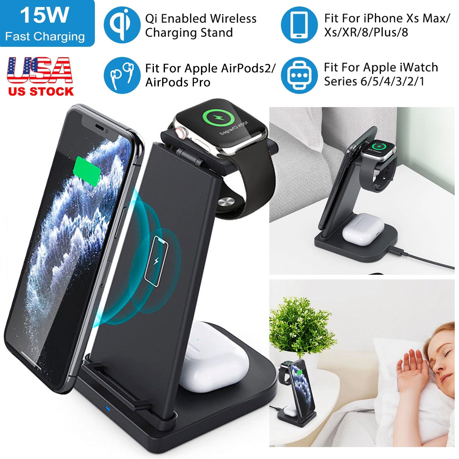 GBruno 3-in-1 Wireless Charging Dock