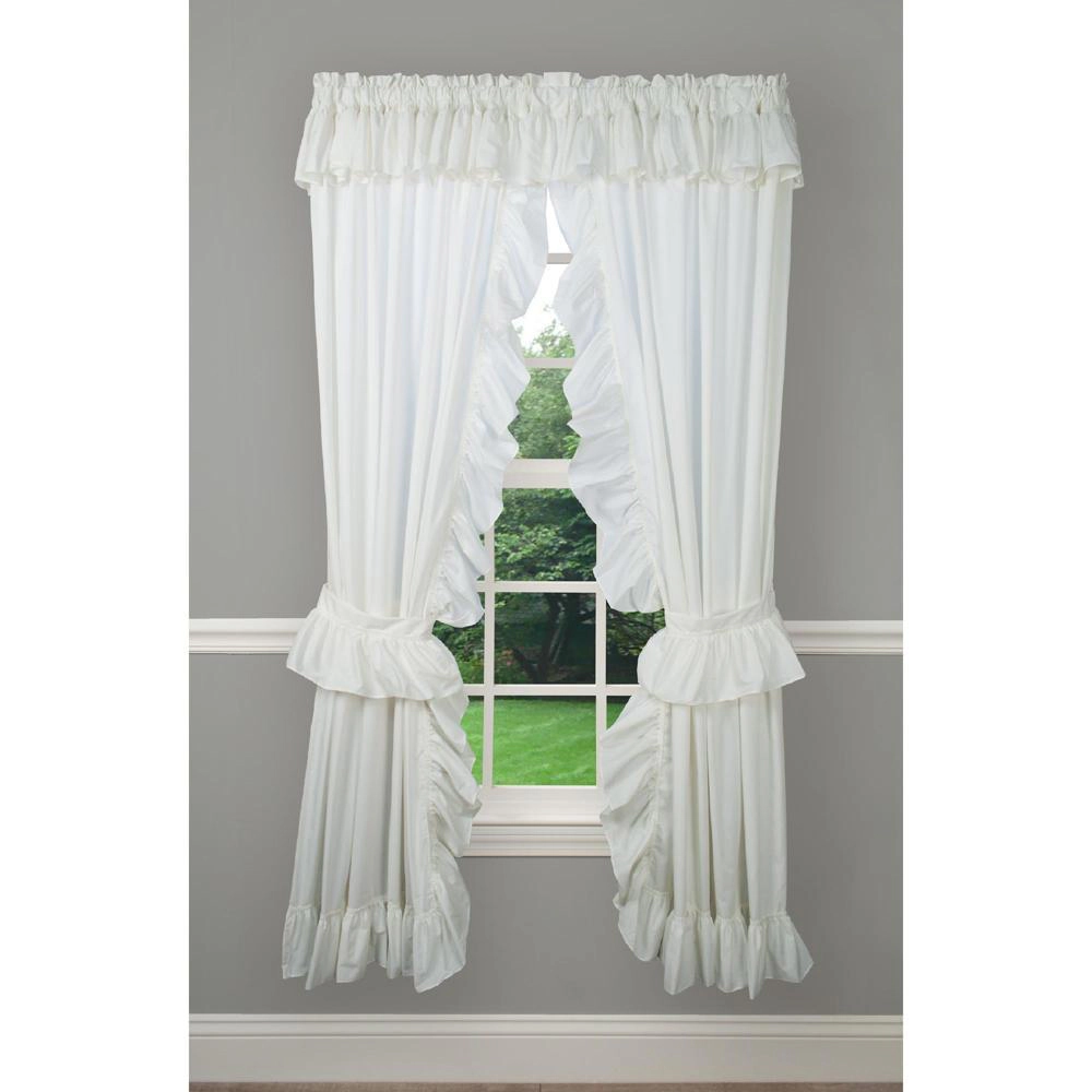 Ellis Curtain 2-Piece Ruffled Priscilla Window Curtain Panel Pair with ties