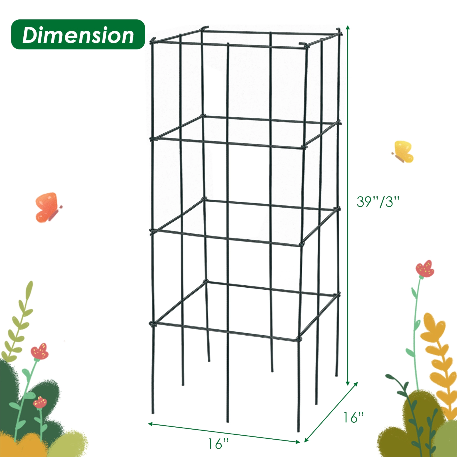 LJG 4 Pack Garden Trellis for Climbing Plants for Flower Vegetable