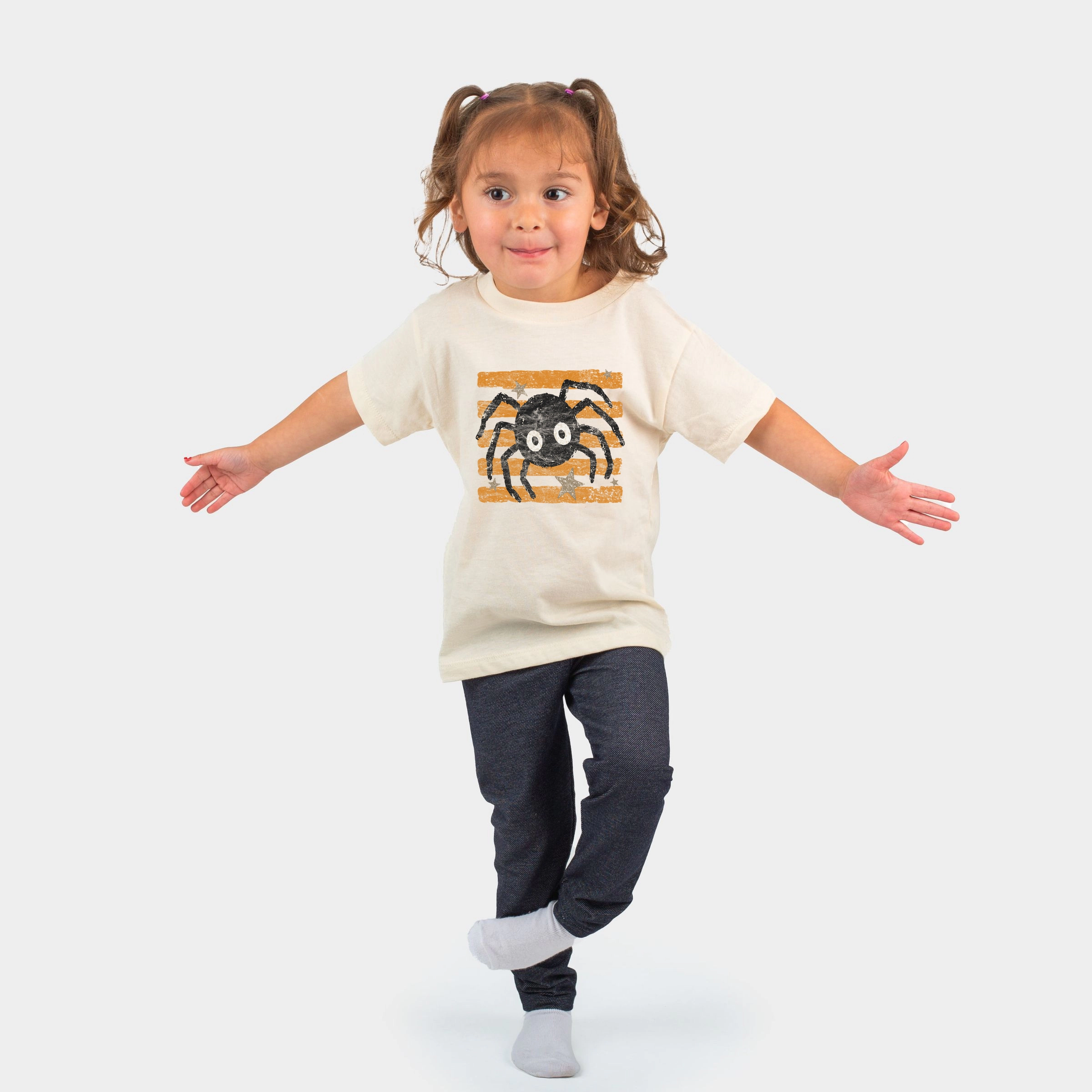 The Juniper Shop - Toddler Short Sleeve Graphic T-Shirt Spider Orange Stripes