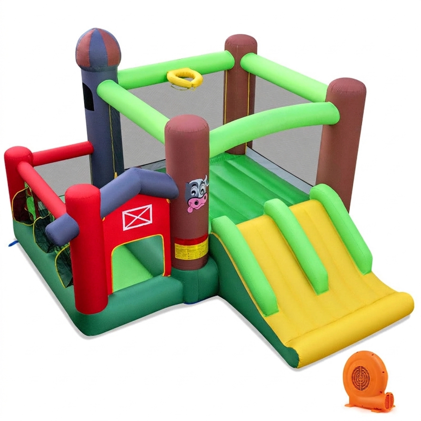 SUGIFT Kids Multicolor Castle Bounce House with Dual Slides Ball Pit and 750W Blower 144-in W 100-lb Per Child