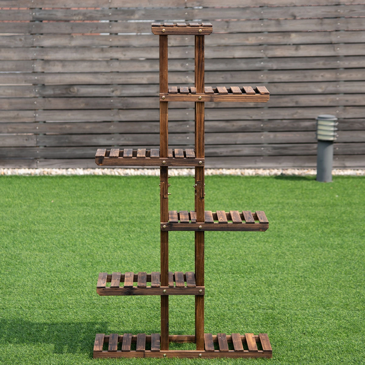SlickBlue Wooden 6 Tier Plant Stand Hollow Shelf Flower Rack Indoor Outdoor Garden Organizer
