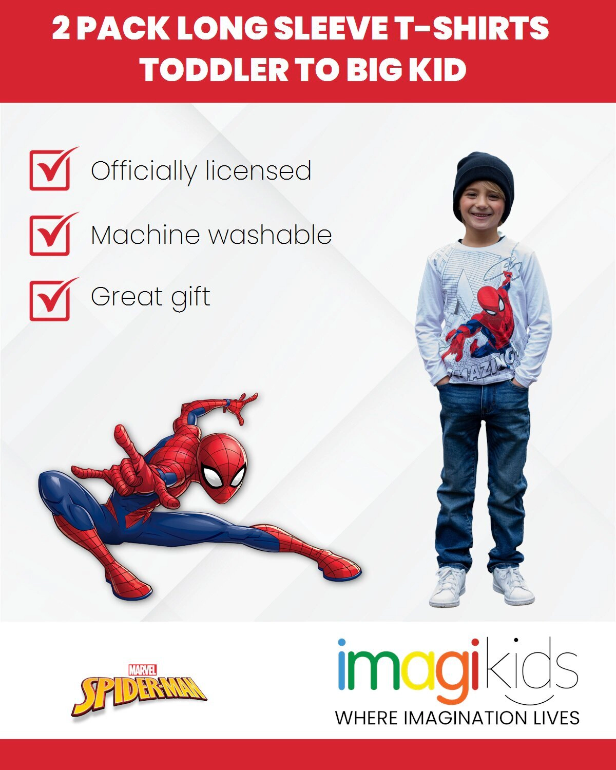 Marvel Spider-Man Boys' 2-Pack Long Sleeve T-Shirts