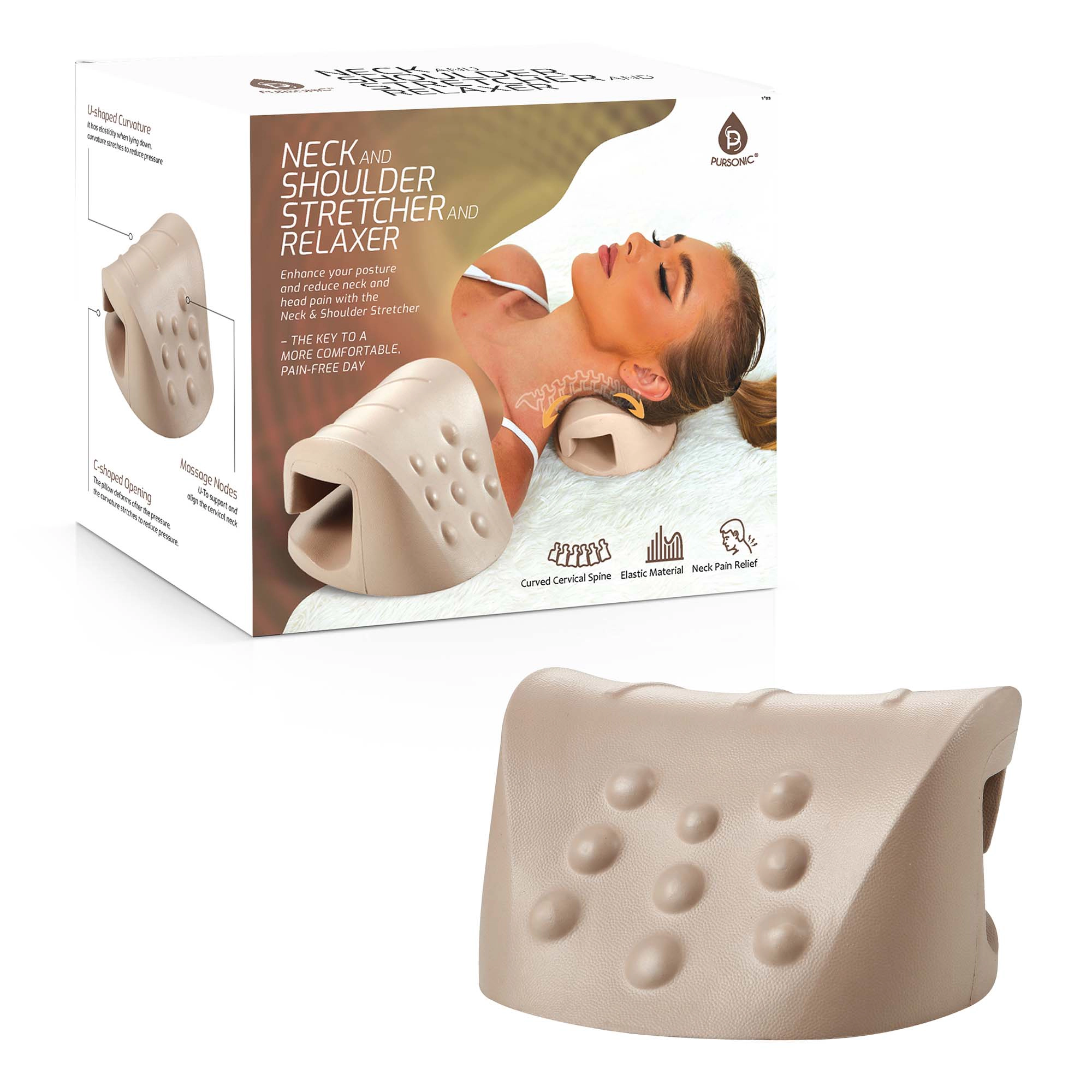 Pursonic Unisex Neck & Shoulder Pain Relief Stretcher – Cervical Traction Relaxer Pillow