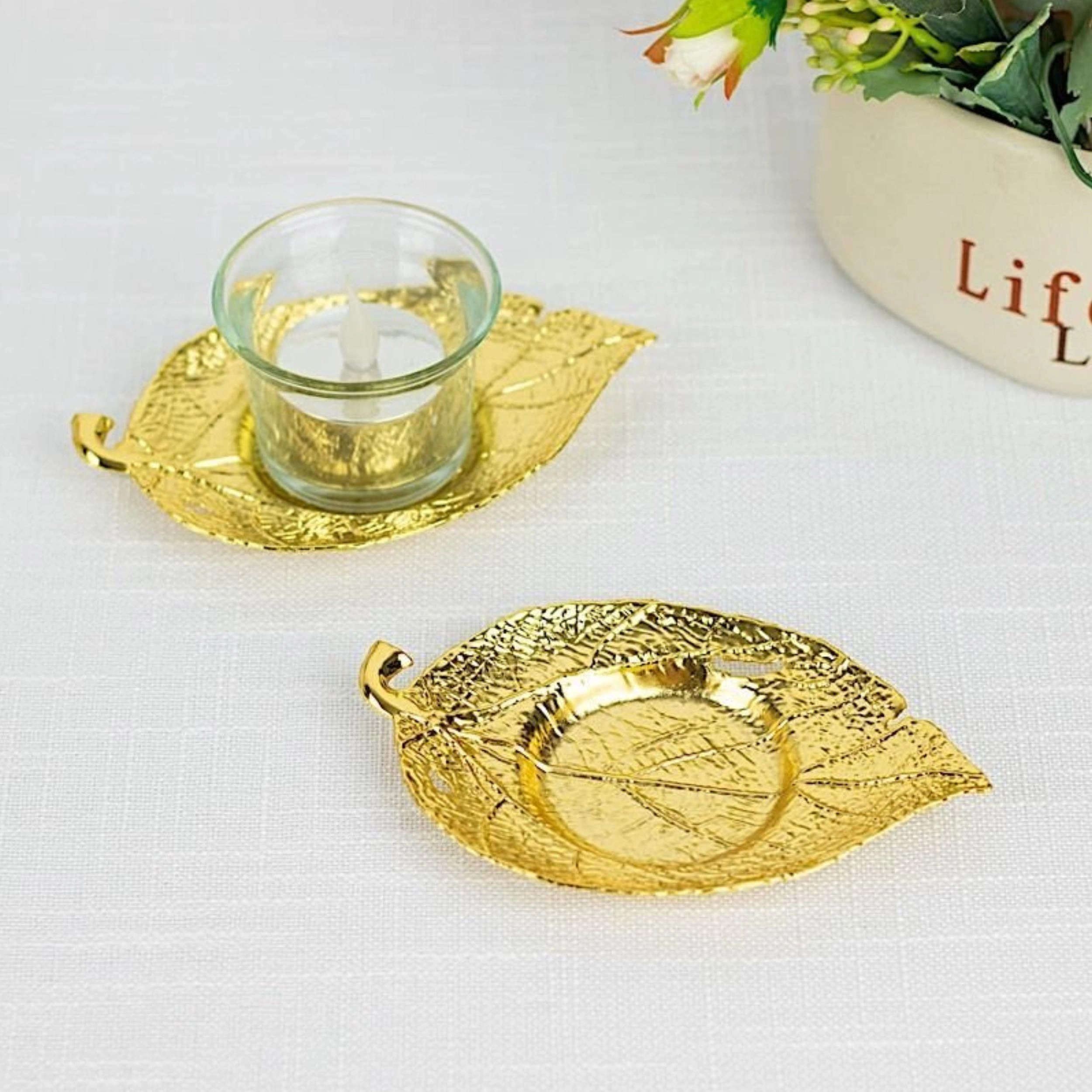 Home Collection Maple Leaf Metal Votive Candle Holders Pack of 3