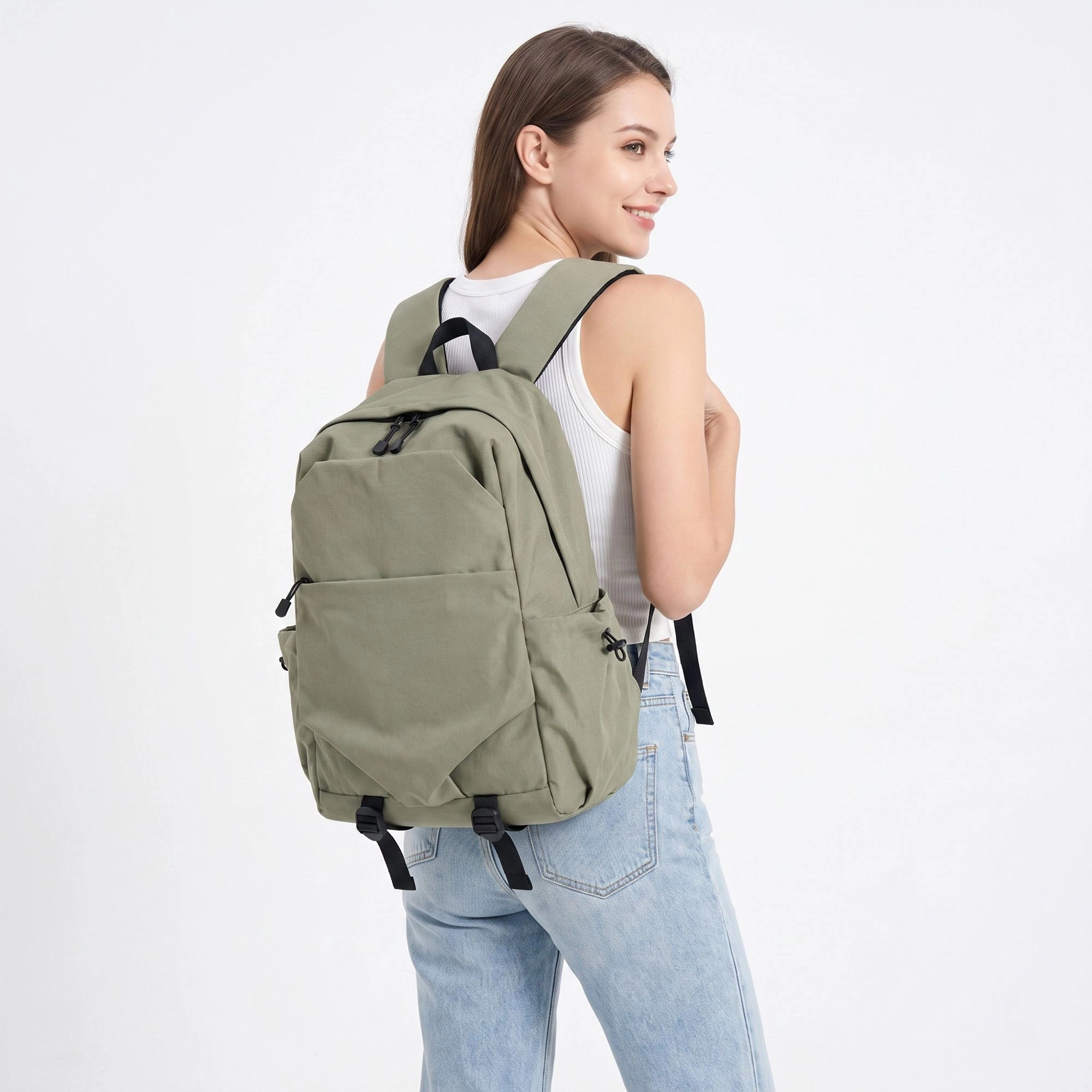 Alilang Women's Large Casual Backpack with Multiple Pockets Adjustable Straps and Buckle Details