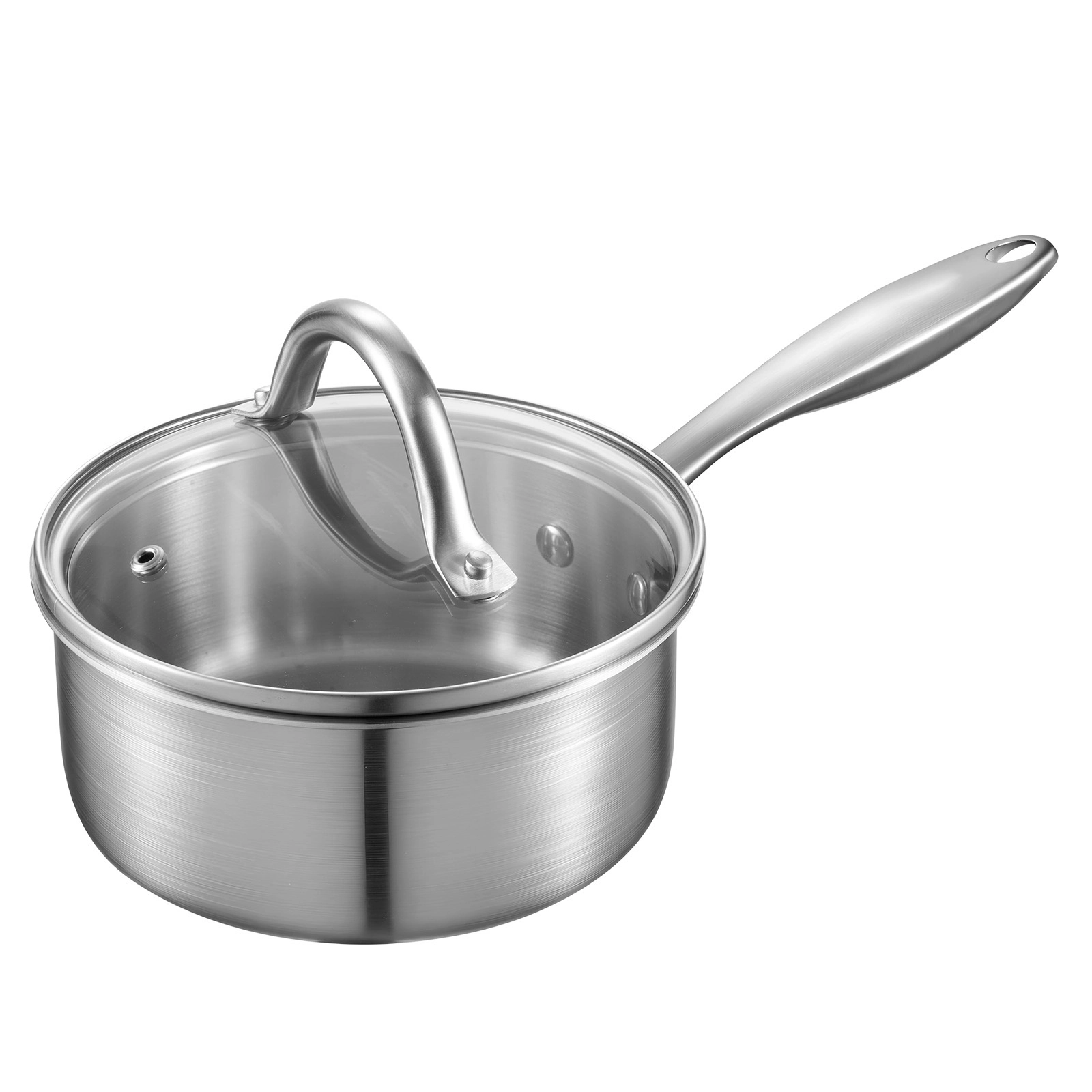 HONGGE Saucepan, Stainless Steel Saucepan with Glass Lid, Multipurpose Nonstick Stainless Steel