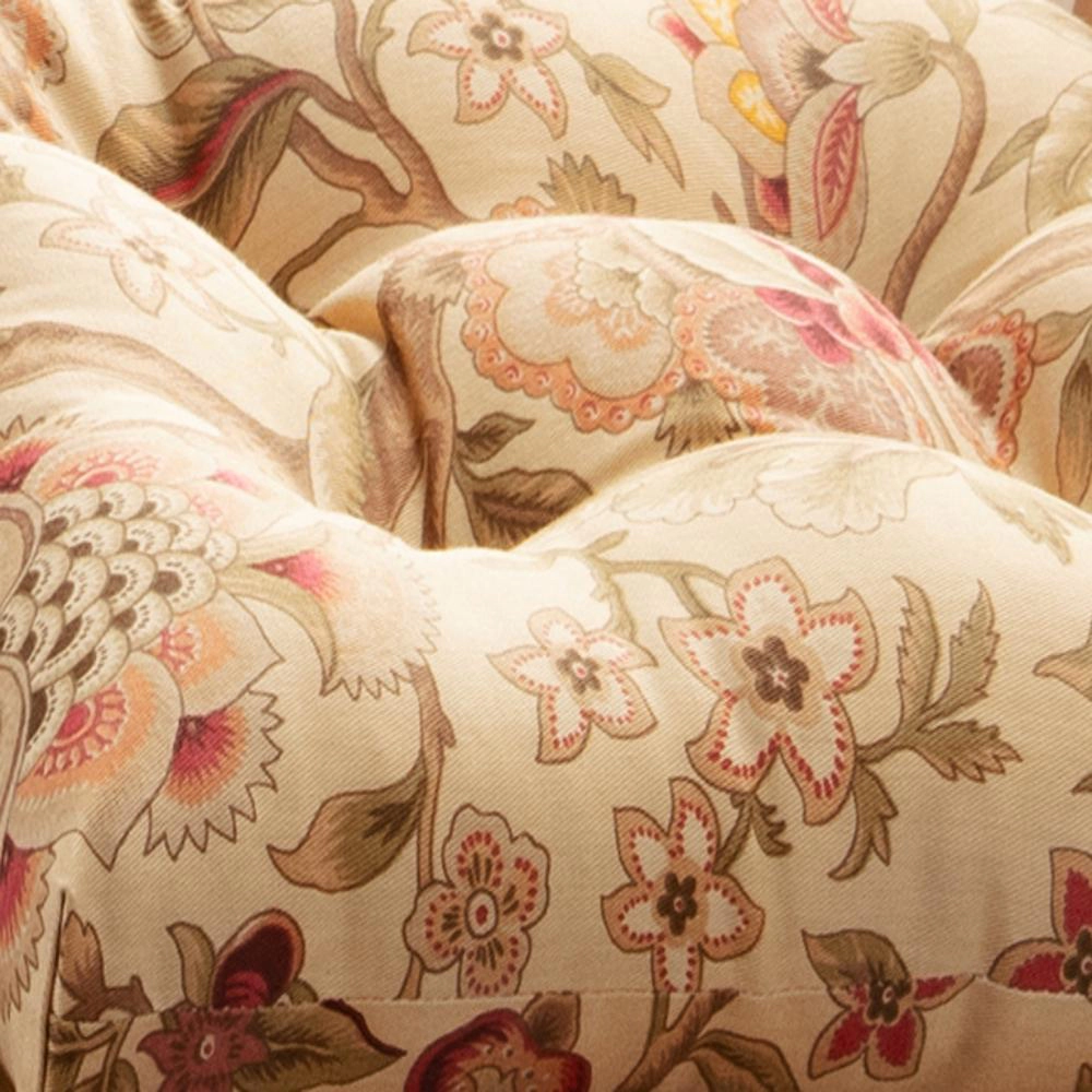 Ellis Curtain Regency Jacobean Floral Soft Reversible Chair Polyester Fill Cushions Pad 15"x14" Antique