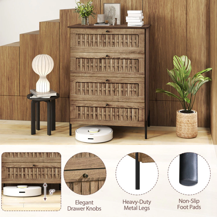 Hivvago 4-Drawer Dresser With Interlocking Mechanism And Metal Legs For Bedroom