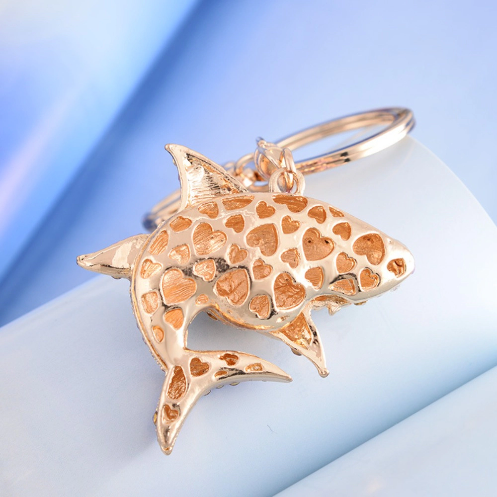 Wardrobe Whimsy Shark Key Keychains Women Girl Cute Shiny Rhinestone Keyring