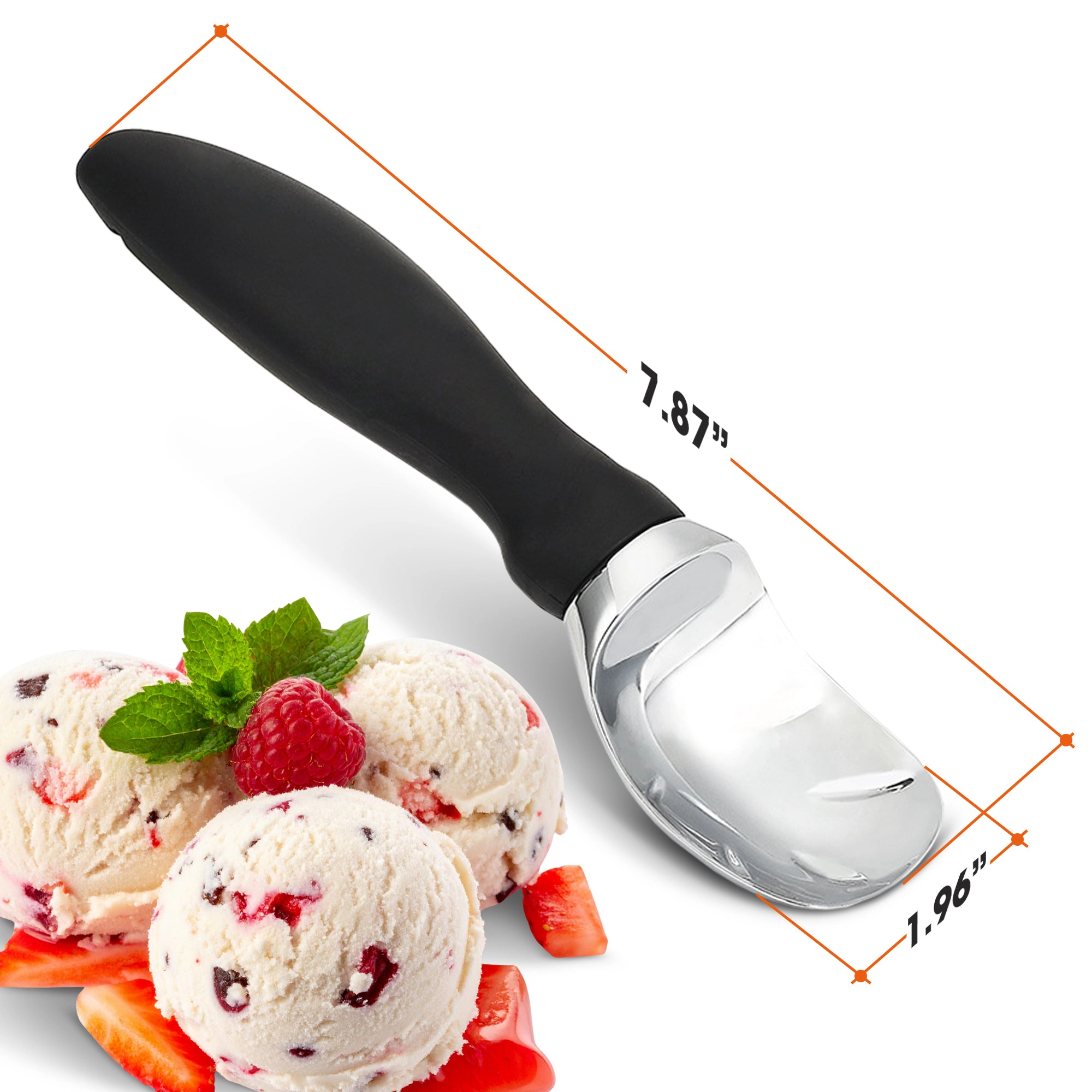 Cheer Collection Heavy Duty Stainless Steel Ice Cream Scoop with Comfort Grip