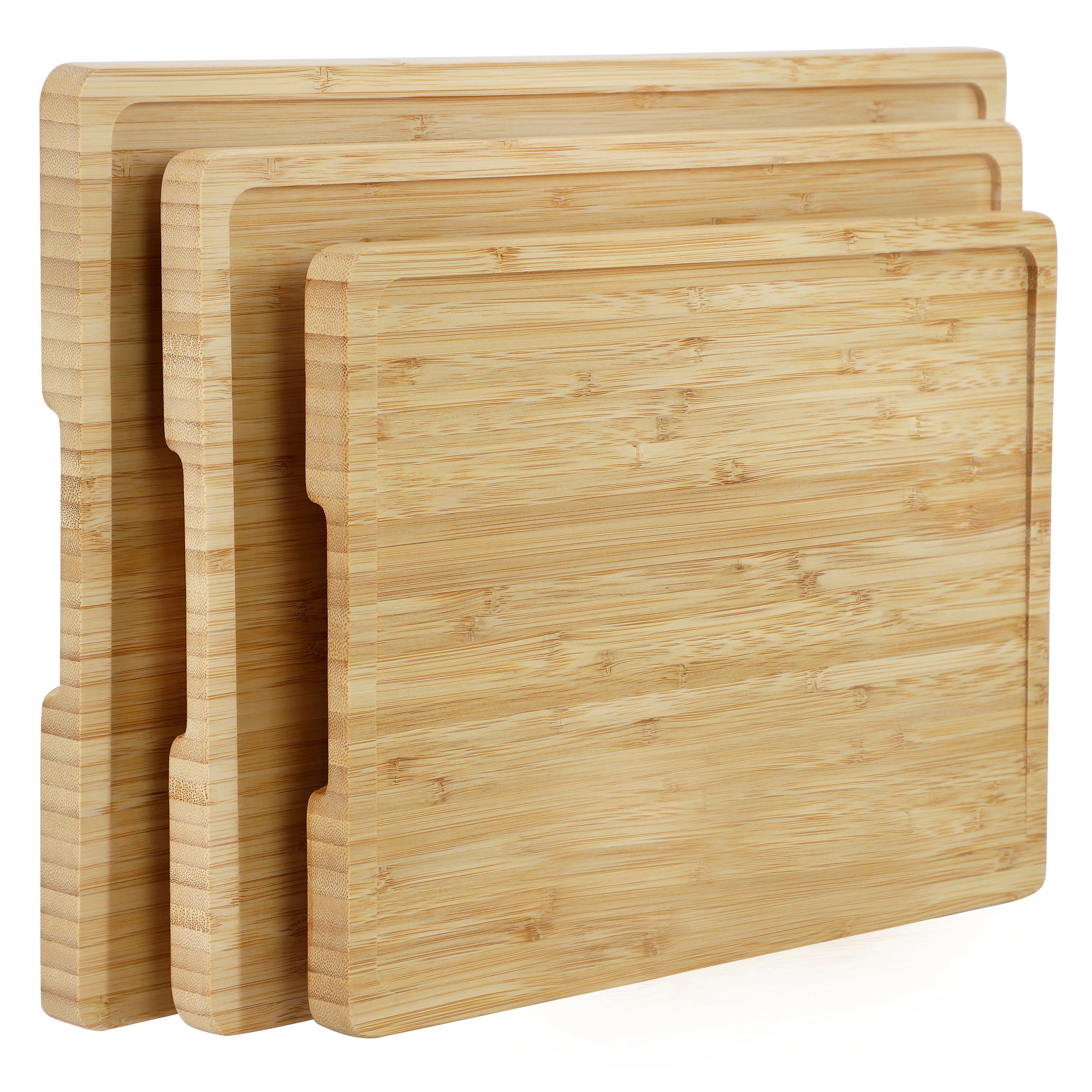 MegaChef 3 Piece Natural Bamboo Cutting Board Set