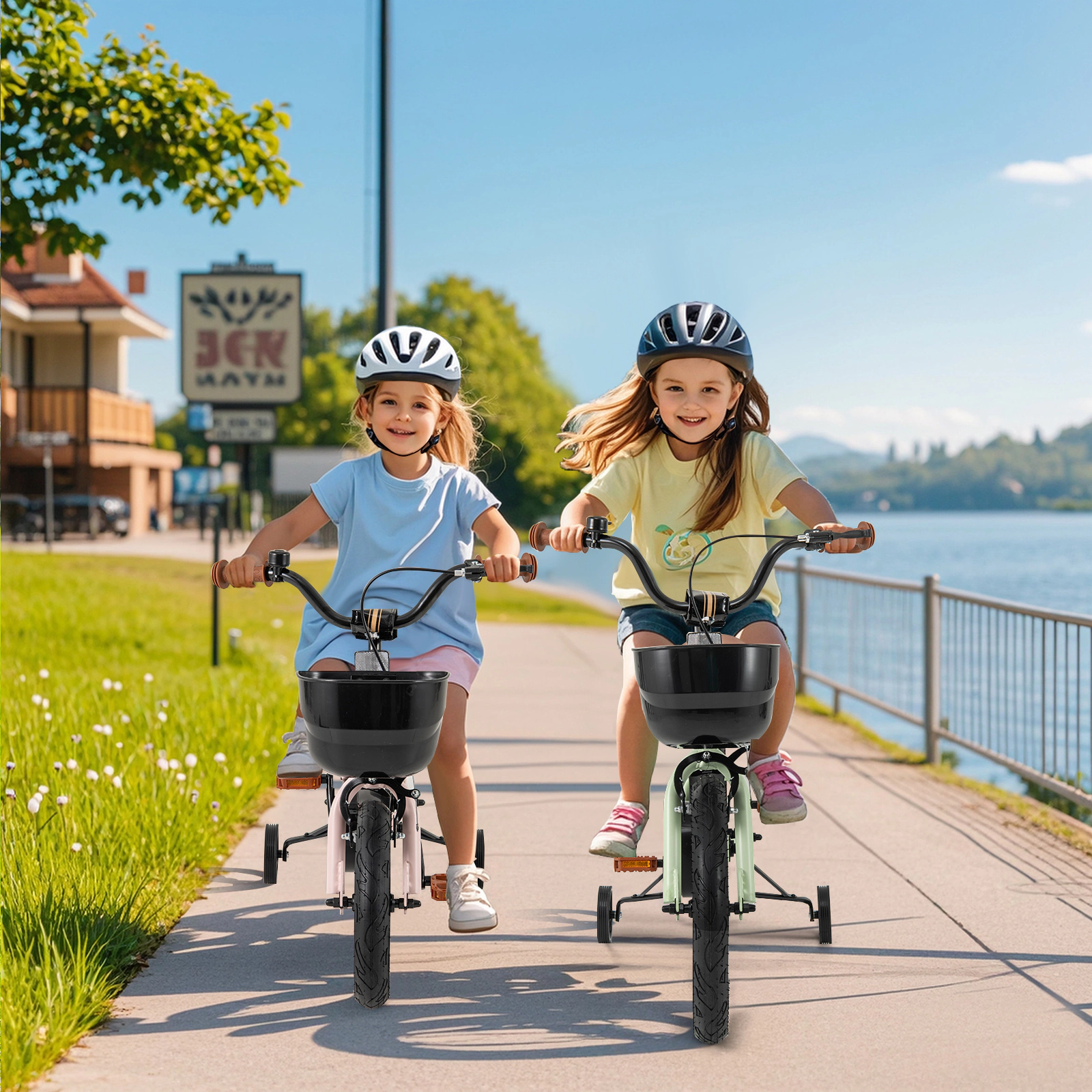 SUGIFT Green Removable Training Wheels Quick Release Seat and Reflectors Kids 16 Inch Bike
