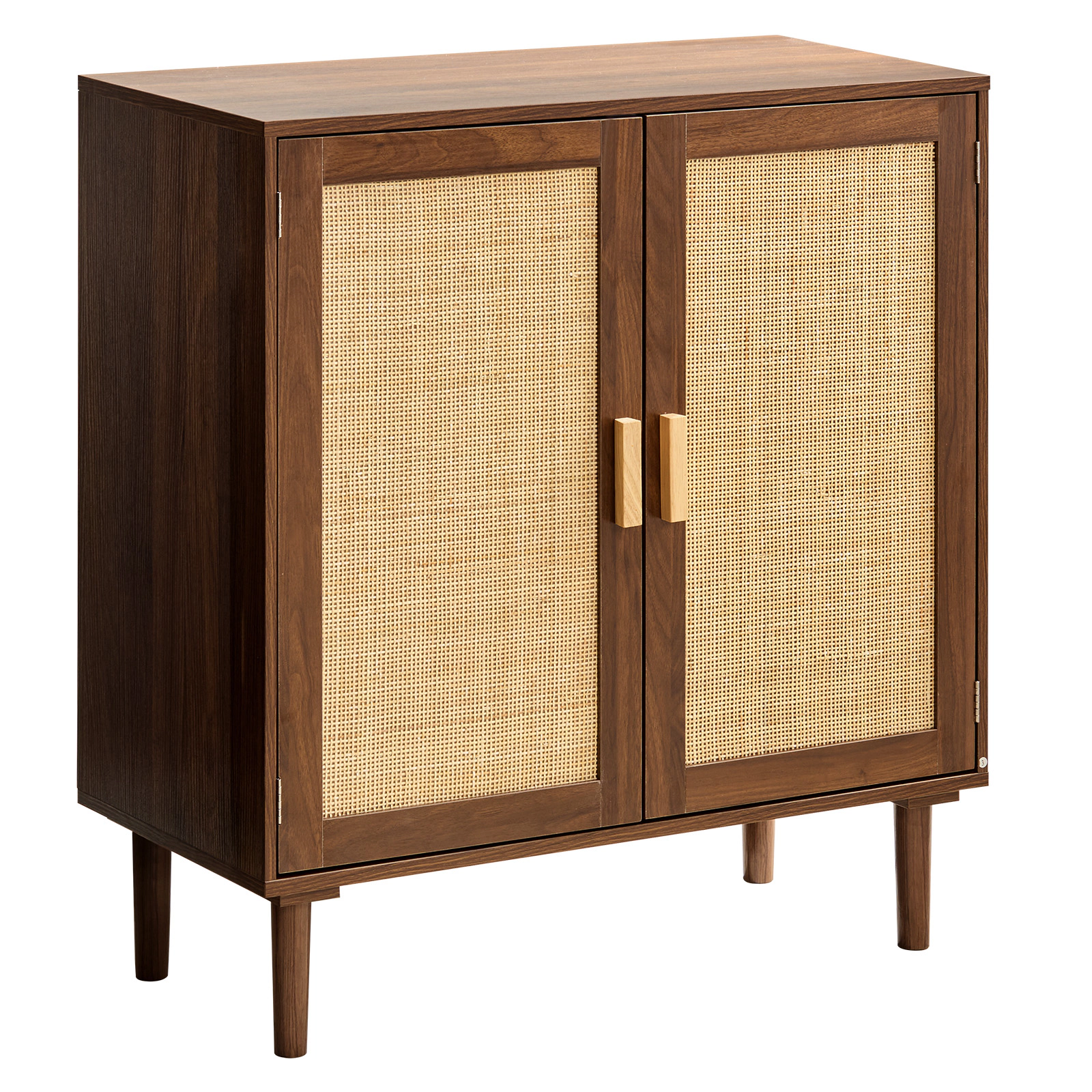 HONGGE Rattan Cabinet Rattan Storage Cabinet with 2 Magnetic Doors and Adjustable Shelves Accent Sideboard Buffet with