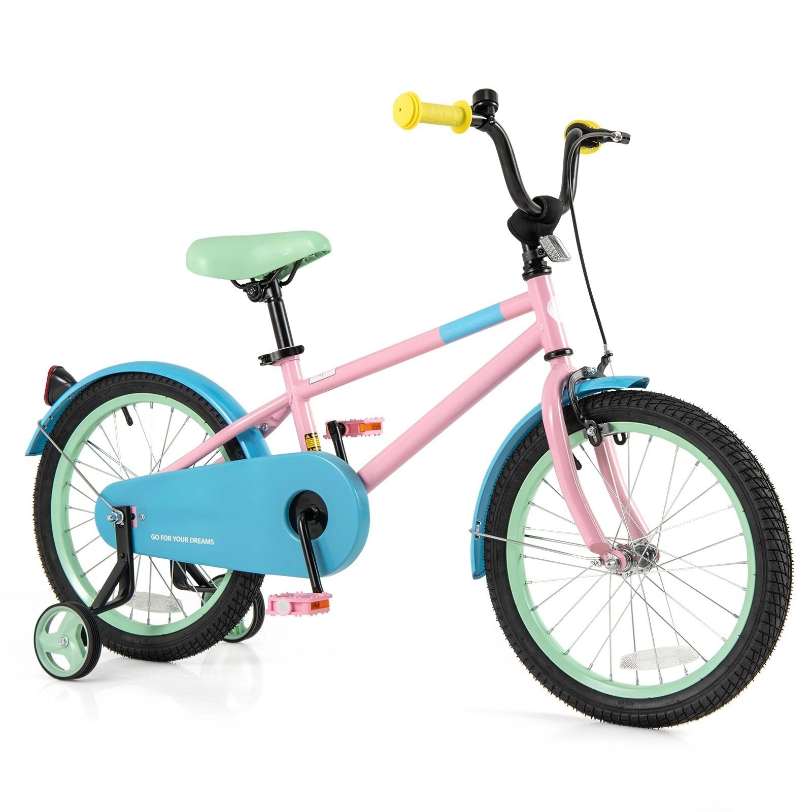 SUGIFT Adjustable Handlebar and Saddle Kids Bicycle 145-lb Capacity Ages 4-8 49.5-in Frame Pink Blue Green Yellow