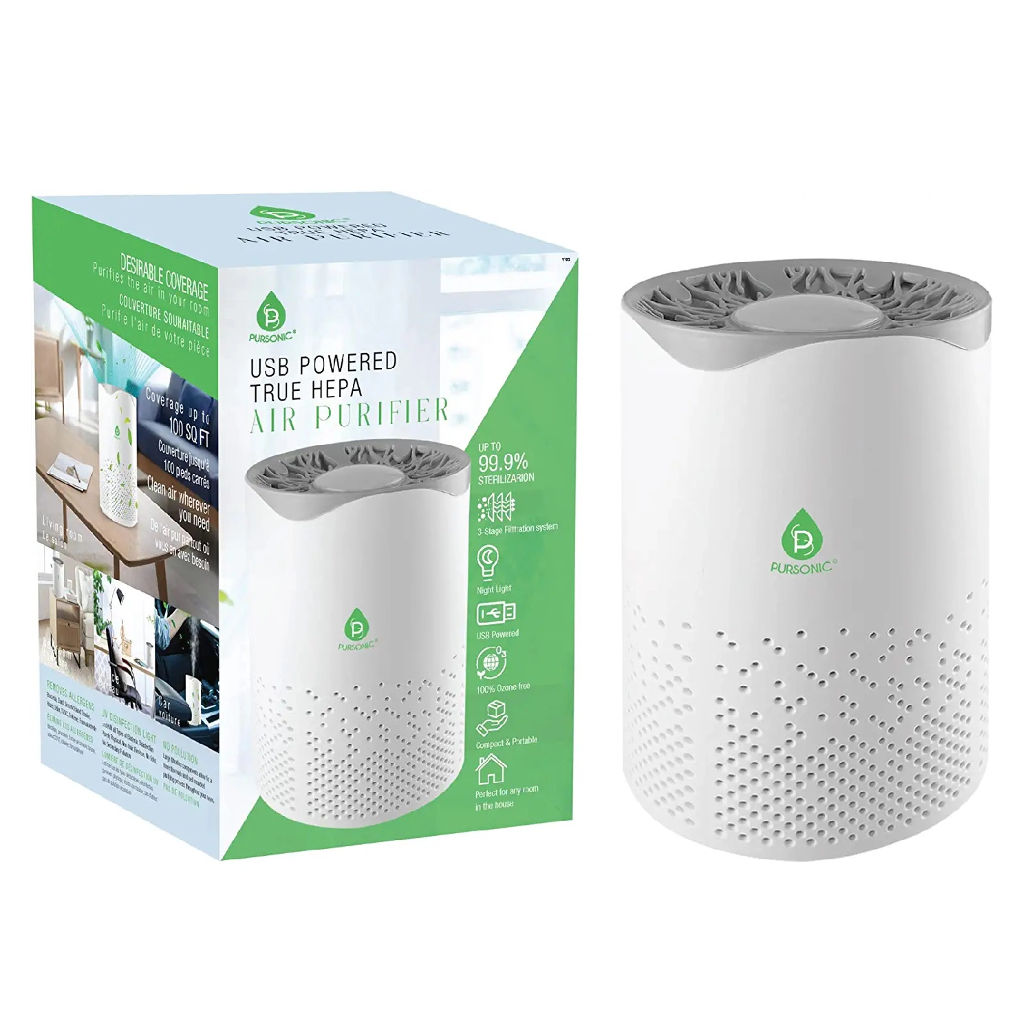 Pursonic Unisex USB Powered True HEPA Air Purifier