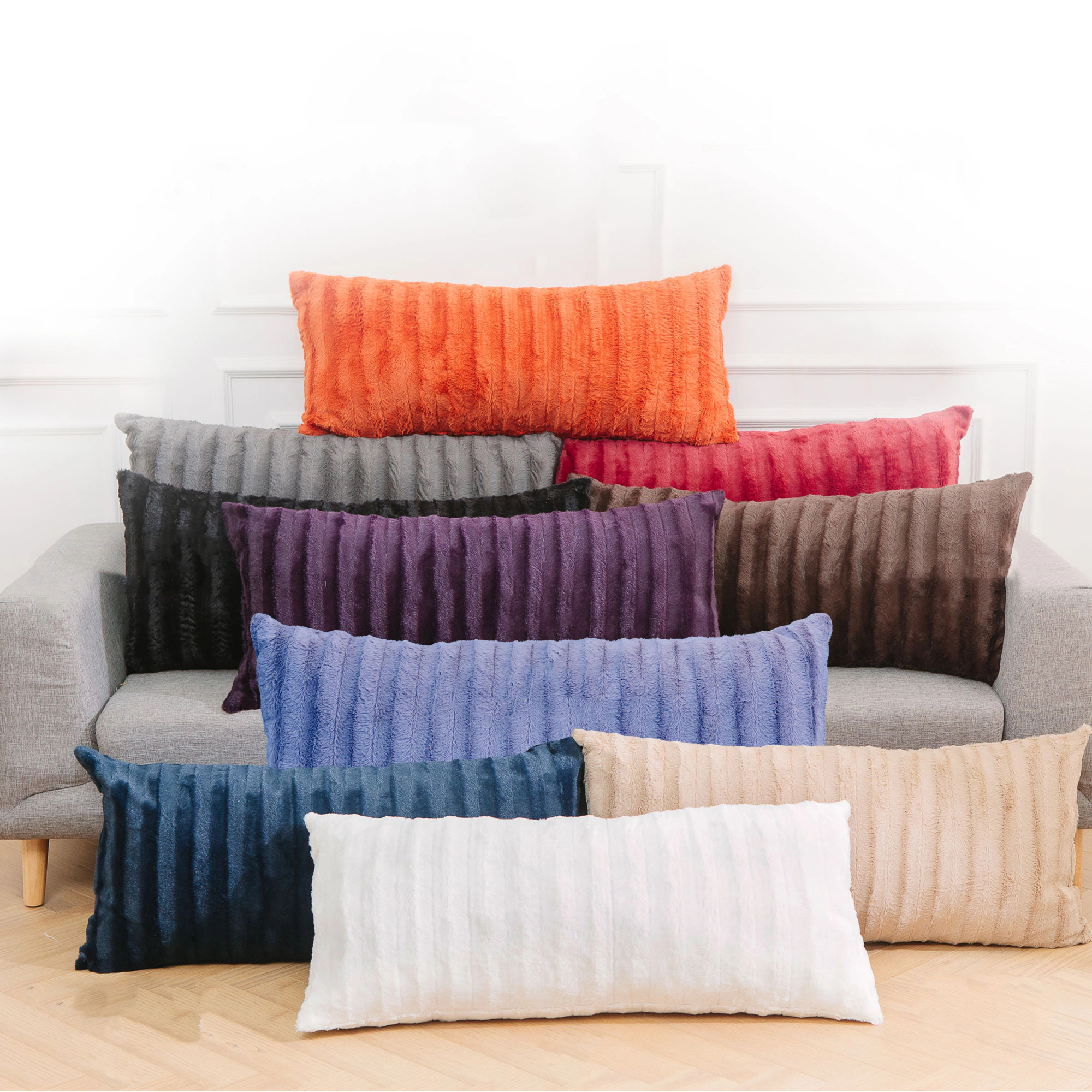 Cheer Collection 18 x 40-Inch Reversible Faux Fur Long Decorative Body Pillow with Plush Insert