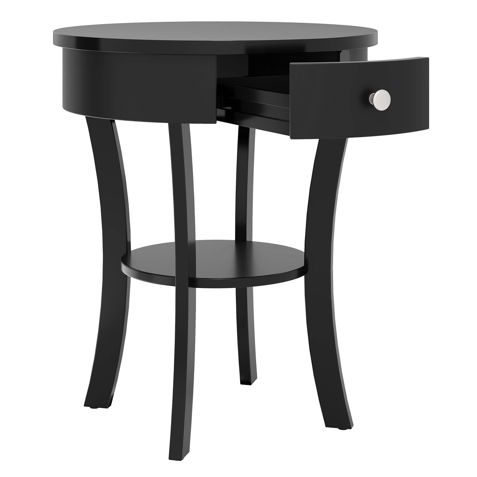 SlickBlue Modern Round End Table with Drawer and Storage Shelf