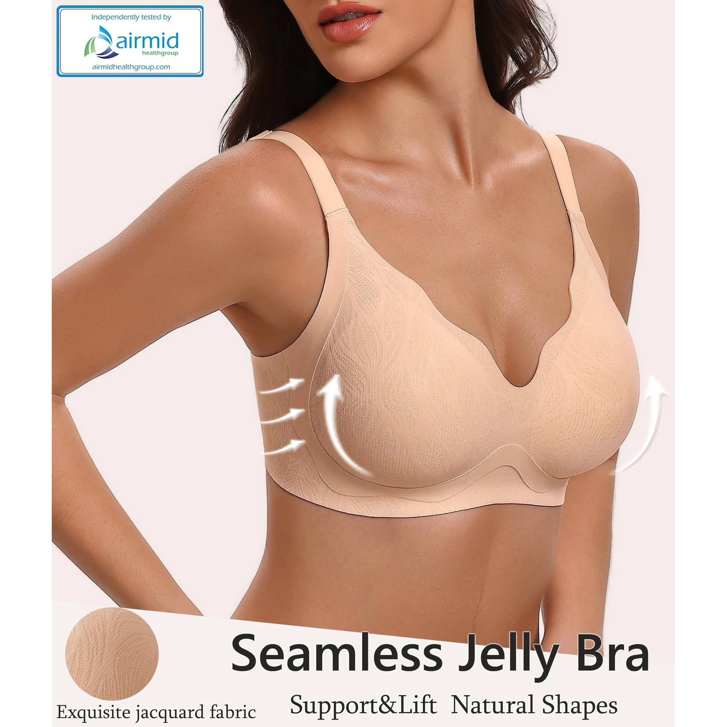 Avidlove Women's Jelly Seamless Scalloped V Neck Wireless Bra