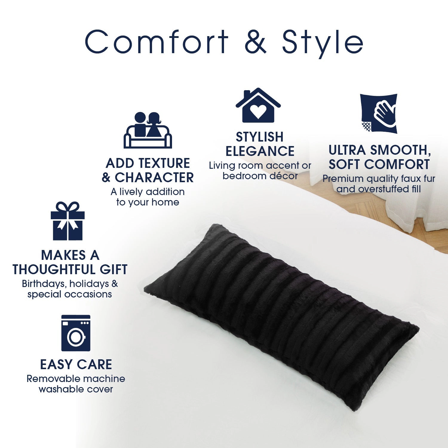 Cheer Collection Faux Fur Long Decorative Body Pillow 18x40