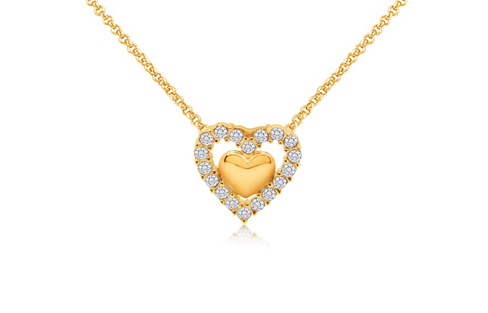CHANTEUR Girls 18K Gold-Plated Brass Heart Pendant Necklace - Adjustable 15" + 4"