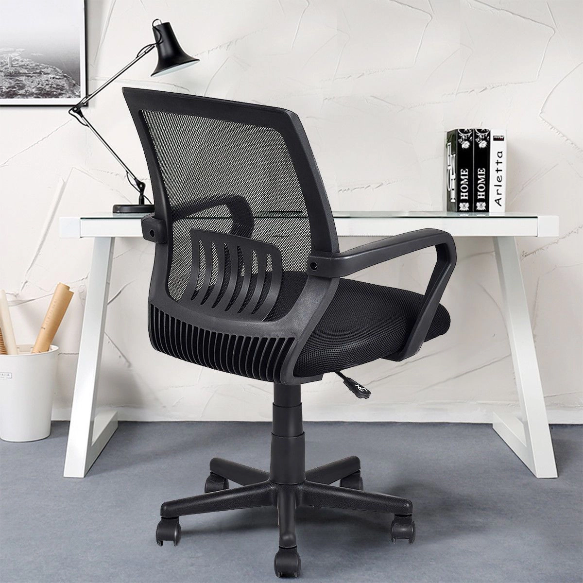 SlickBlue Ergonomic Mesh Office Chair, Rolling Casters, Black