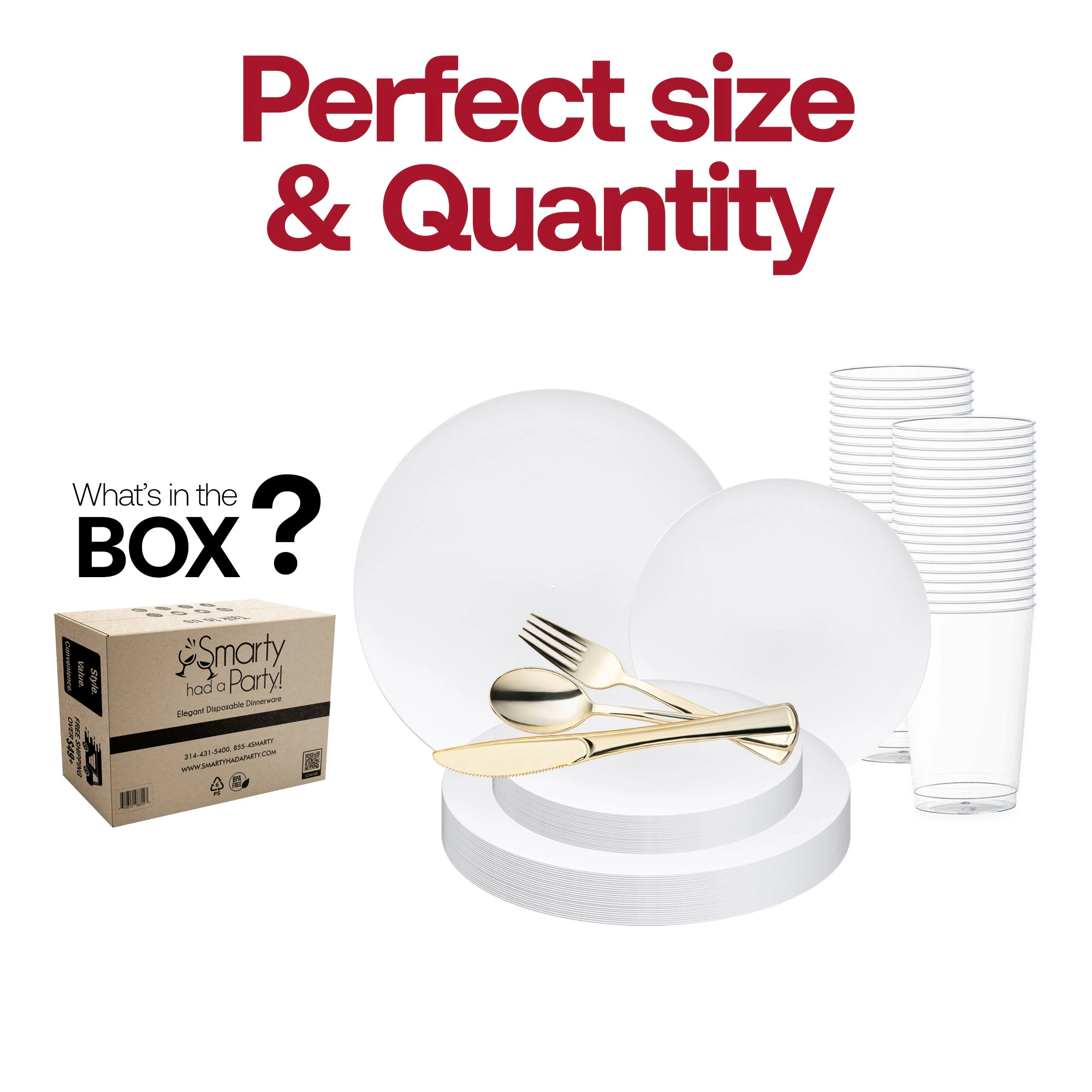 Smarty Had A Party Solid White Organic Round Disposable Plastic Wedding Value Set
