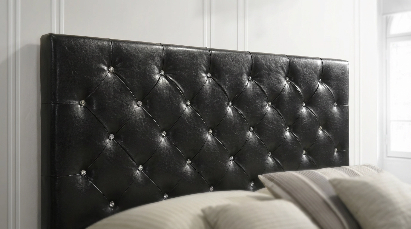 Flynama PU Leather Platform Bed with Tall Tufted Headboard, Wooden Slats, Easy Assembly