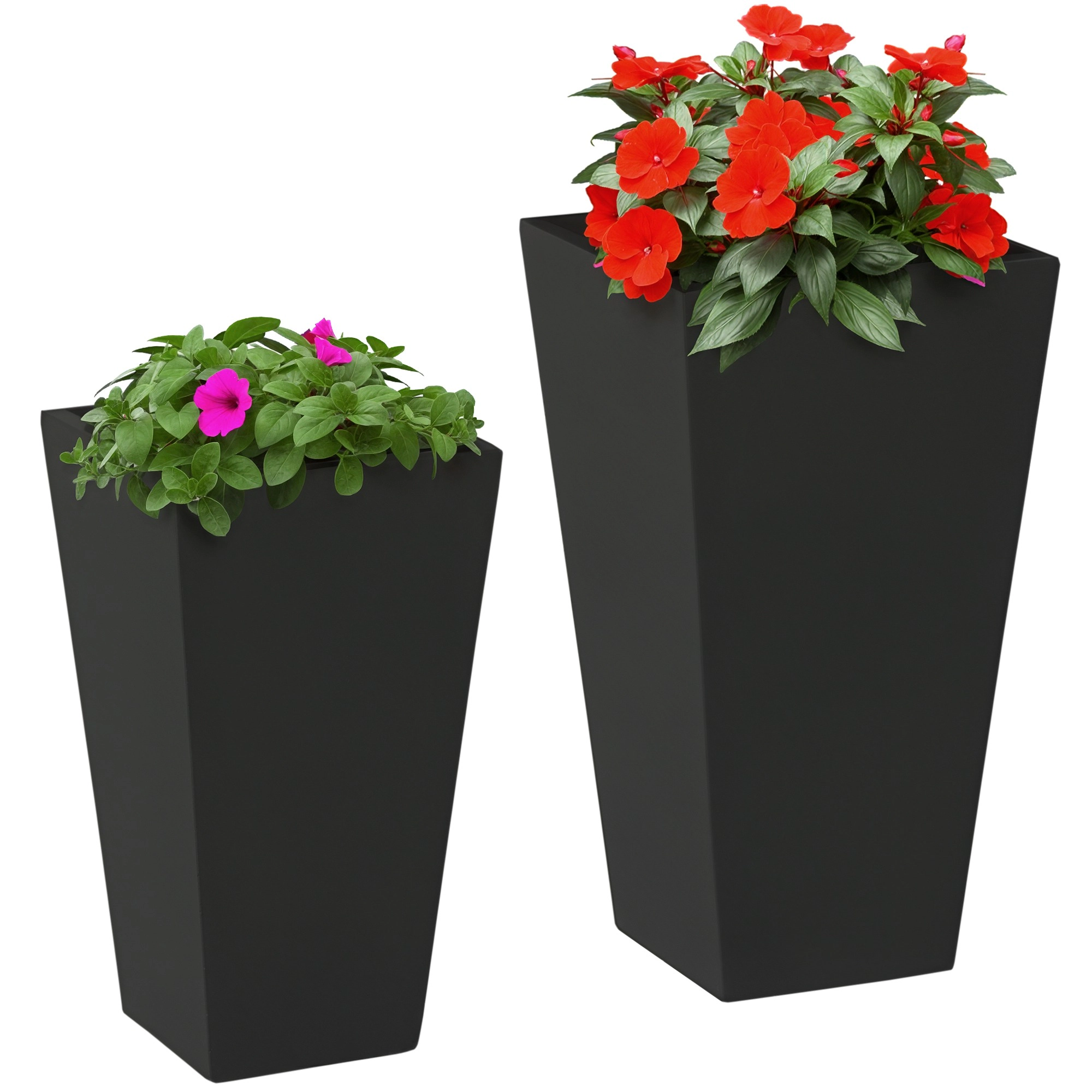 HONGGE 2-Pack Outdoor Planter Set Flower Pots with Drainage Holes Durable & Stackable Plant Pot 22in 18in for Porch