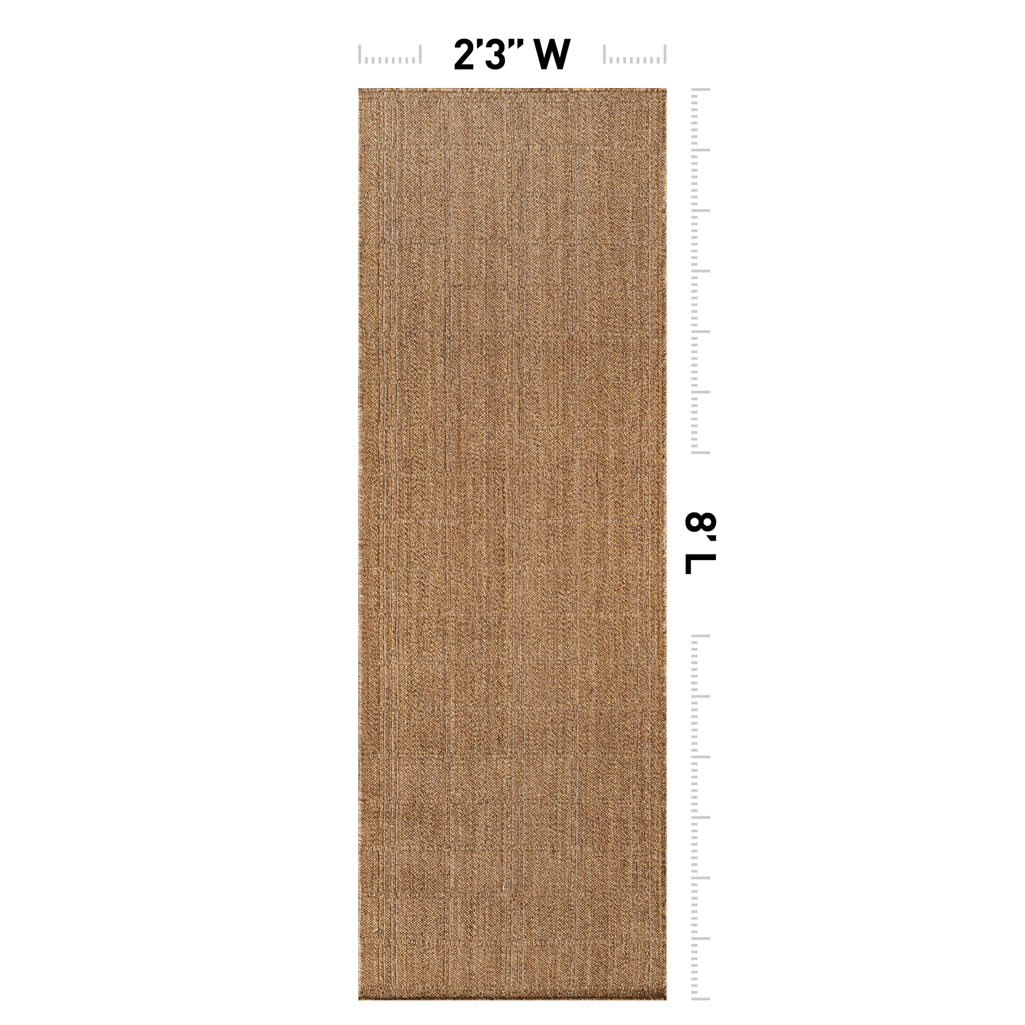World Rug Gallery Plaid Indoor/Outdoor Flat Woven - Natural Jute-Style, Easy-Care Patio for Backyard Porch Deck